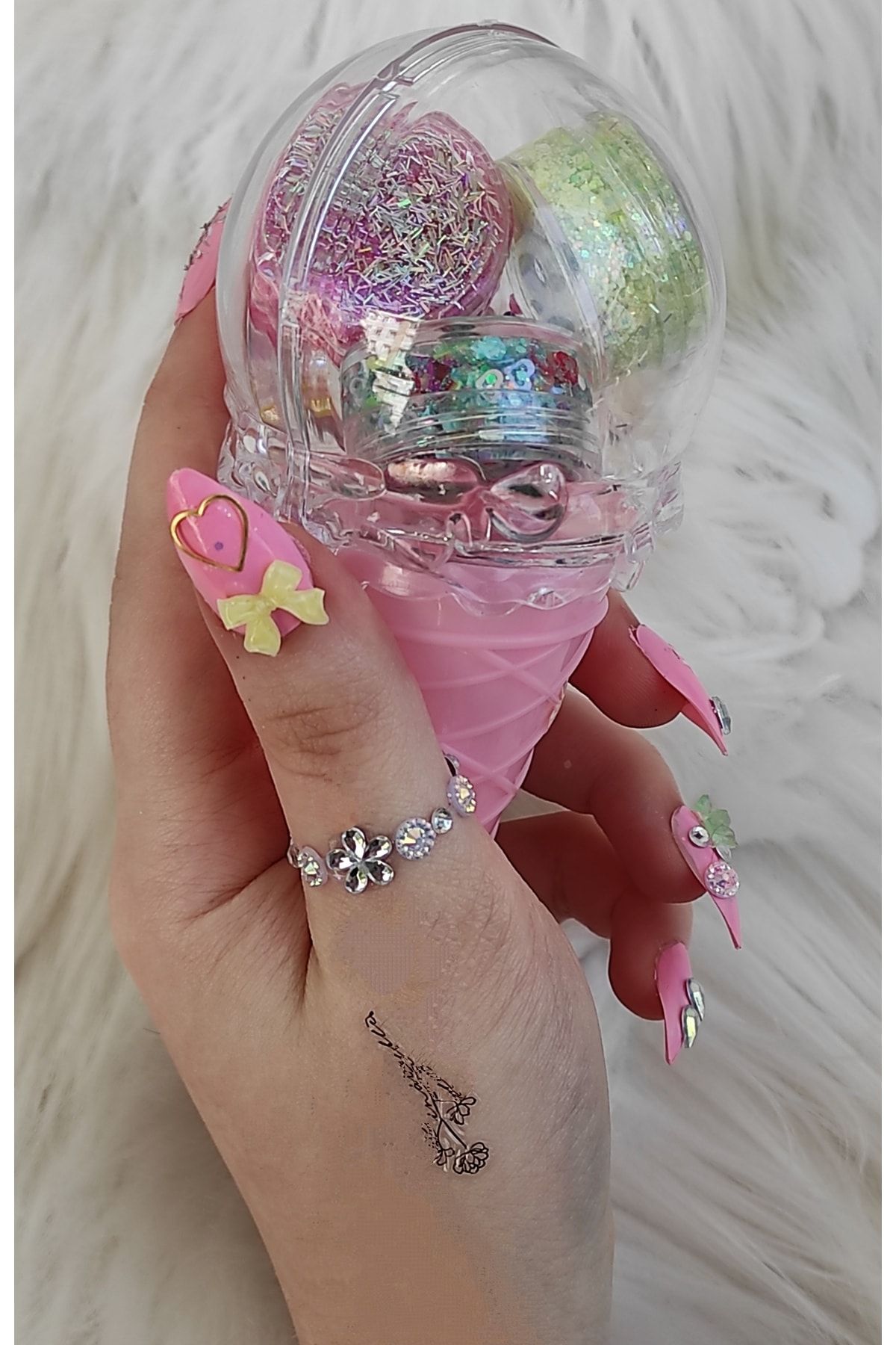 hbtasarim Glitter Jel Far Simli &kalpli Lipgloss Barbie Serisi Set