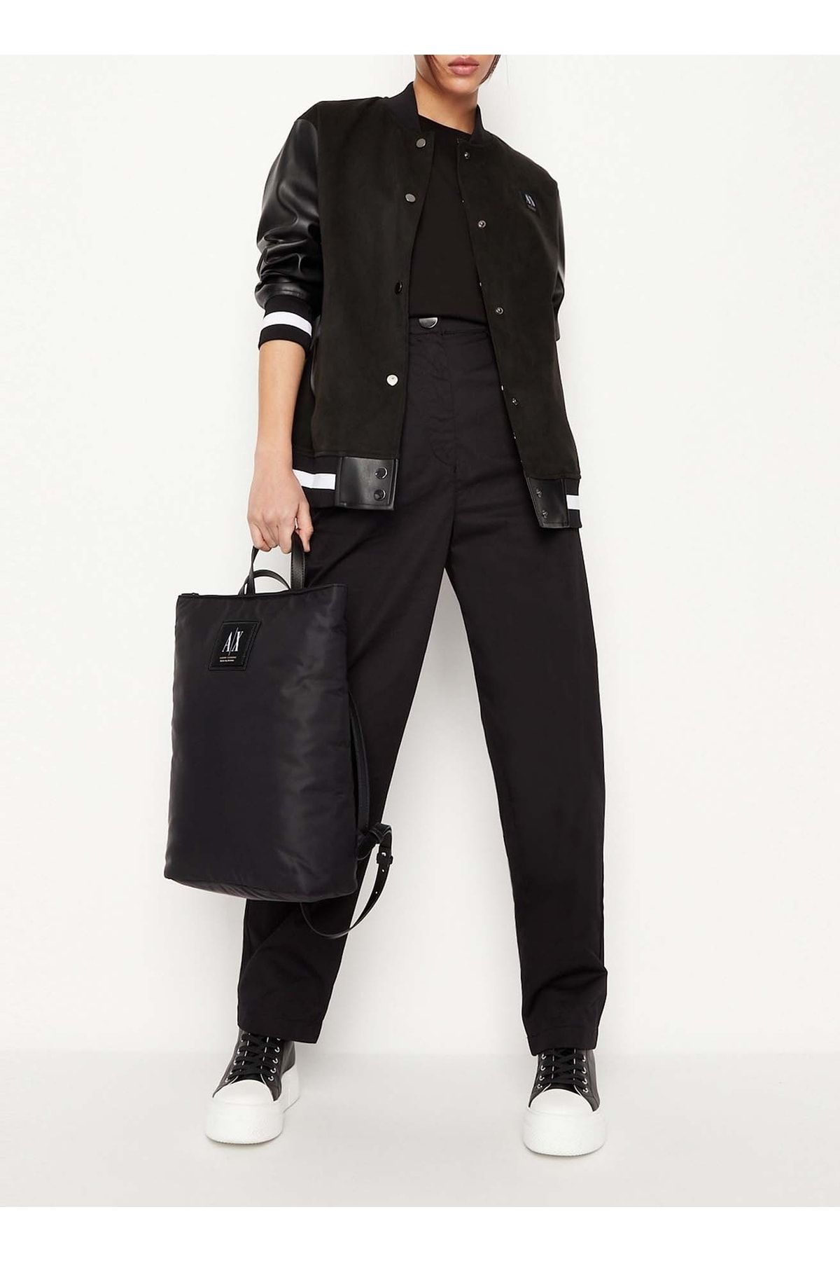 Armani Exchange Yüksek Bel Normal Siyah Kadın Pantolon 3ryp01