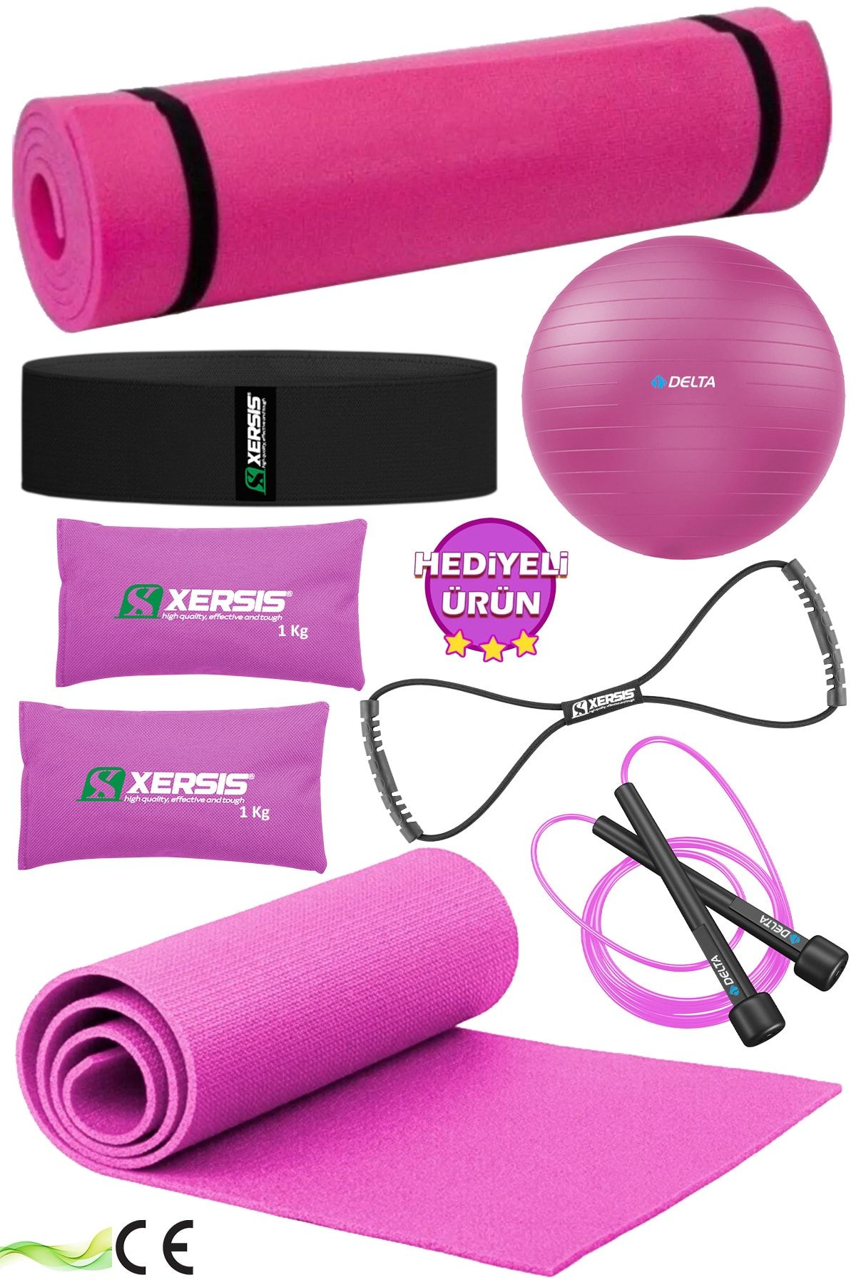 Xersis Deluxe Pilates Seti Pilates Topu Yoga Set 2adet Dambıl Pilates Minderi Pilates Band Spor Malzemeleri