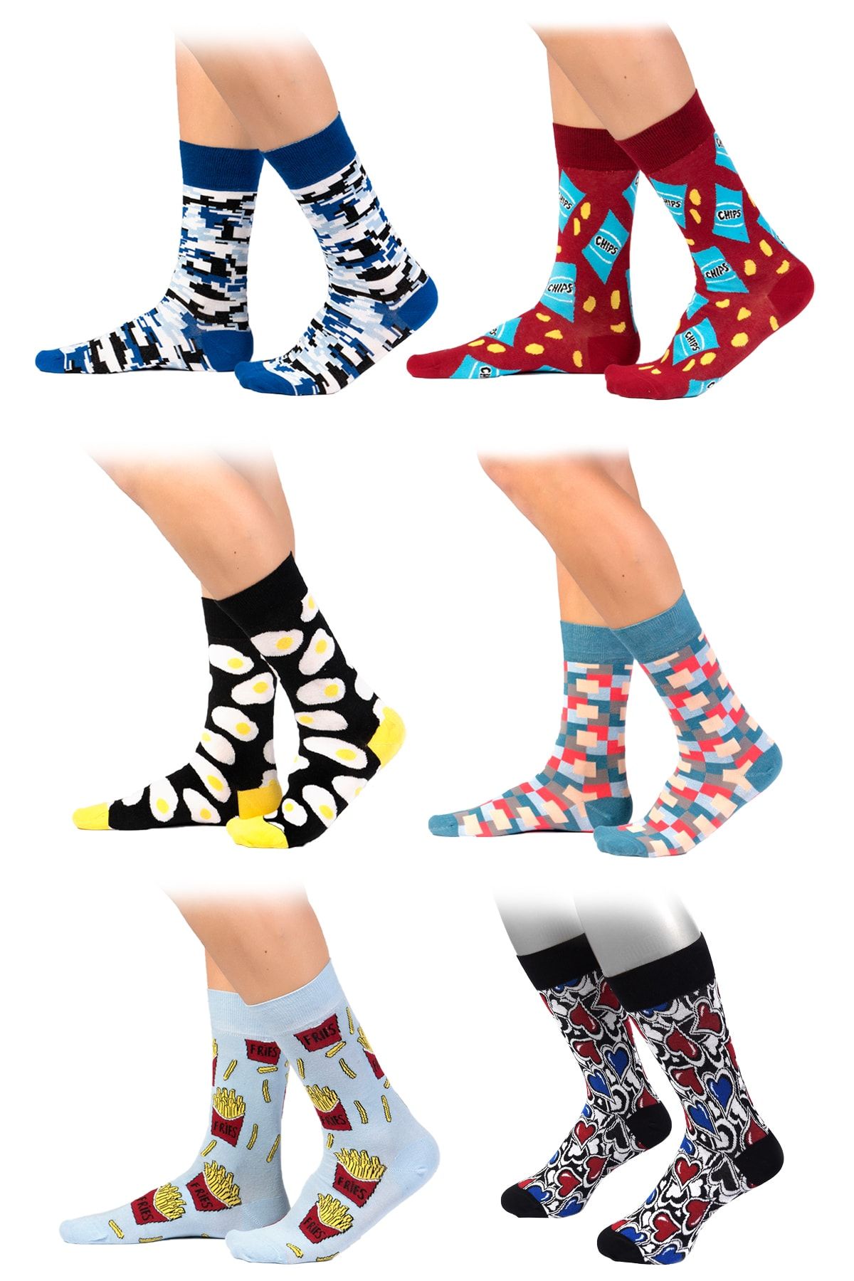 Ozzy 6' Lı Organik Pamuklu Dikişsiz Erkek Çok Renkli Desenli Çorap 3