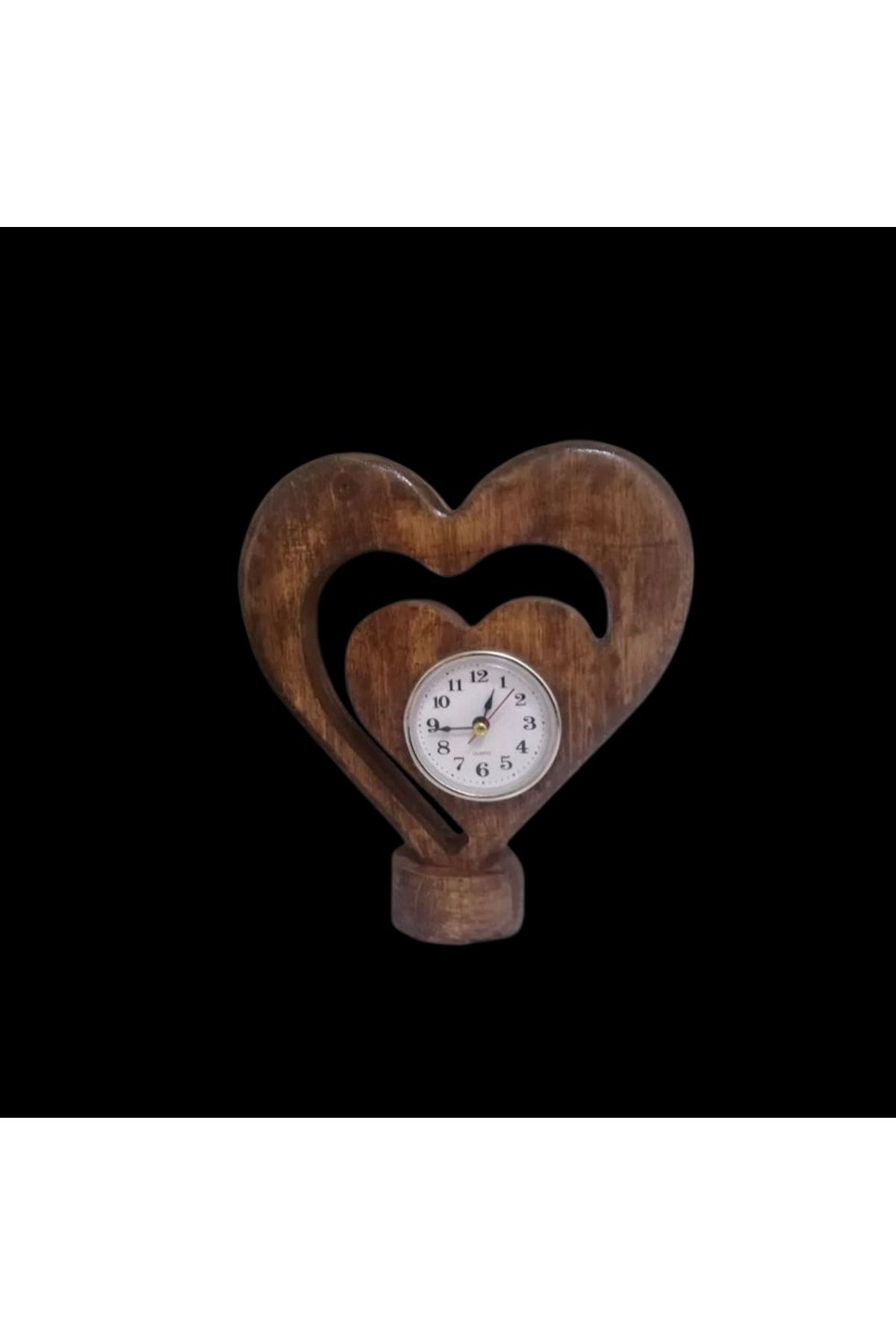 ilker mobilya Masaüstü Saat Özel Tasarım El Yapımı Dekoratif Masa Saati Gürgen Ağacından