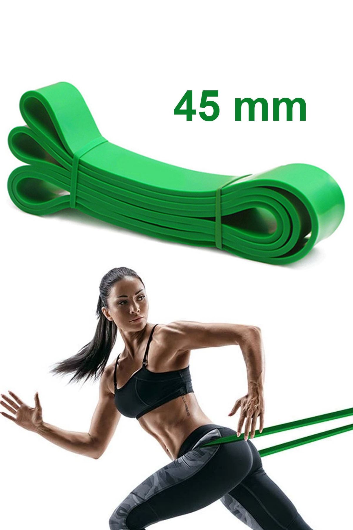 Jet Resistance Powerband 45 Mm Latex Güç Bandı Yüksek Sert Direnç Lastiği Pilates Aerobik Squat Yeşil