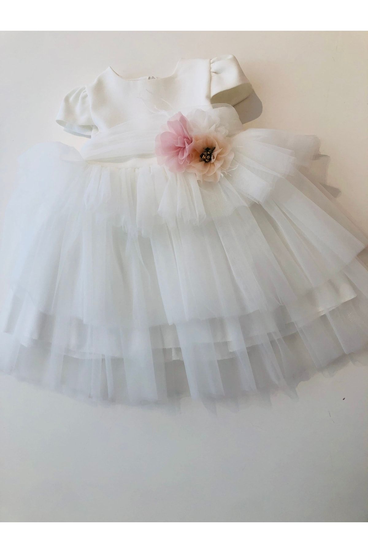 enjoy bebe Beyaz Katlı Tütü Elbise 2251
