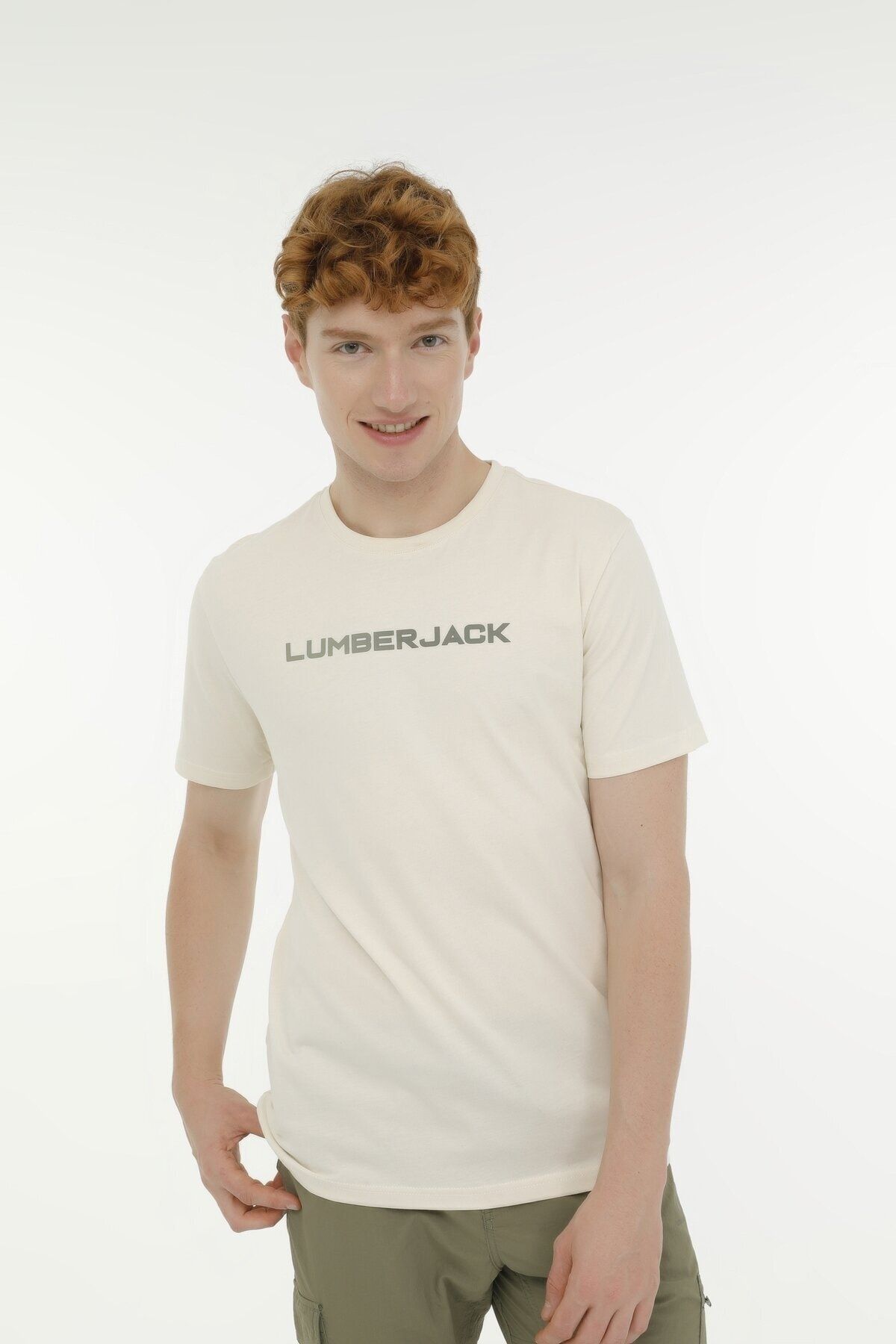 Lumberjack Ml Dıma Logo 11ct1031 3fx Bej Erkek Kısa Kol T-shirt