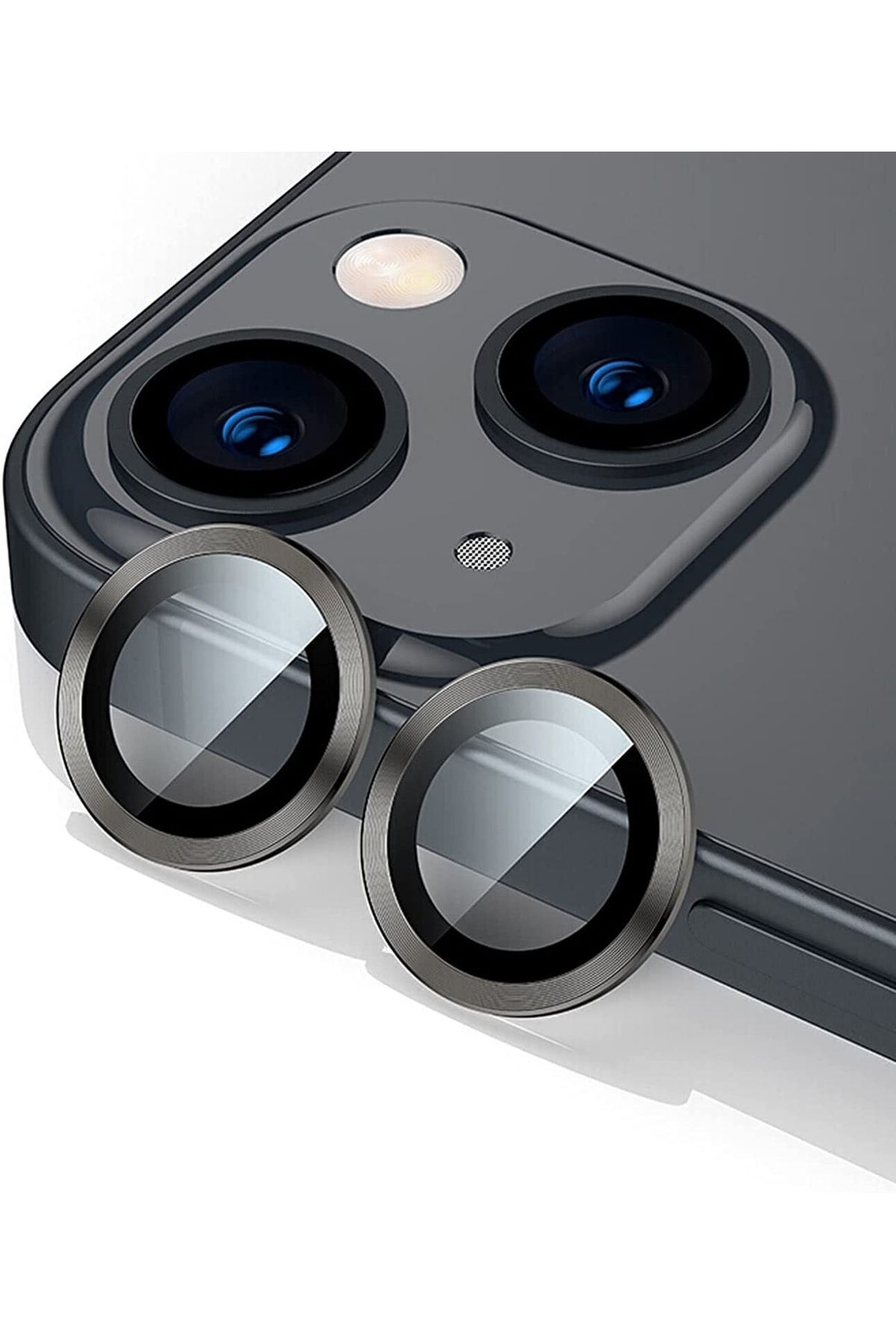HyperAge Iphone 13 & Iphone 13 Mini Uyumlu Alüminyum Alaşım 3d Temperli Kamera Lens Koruyucu Siyah [2'li Set]