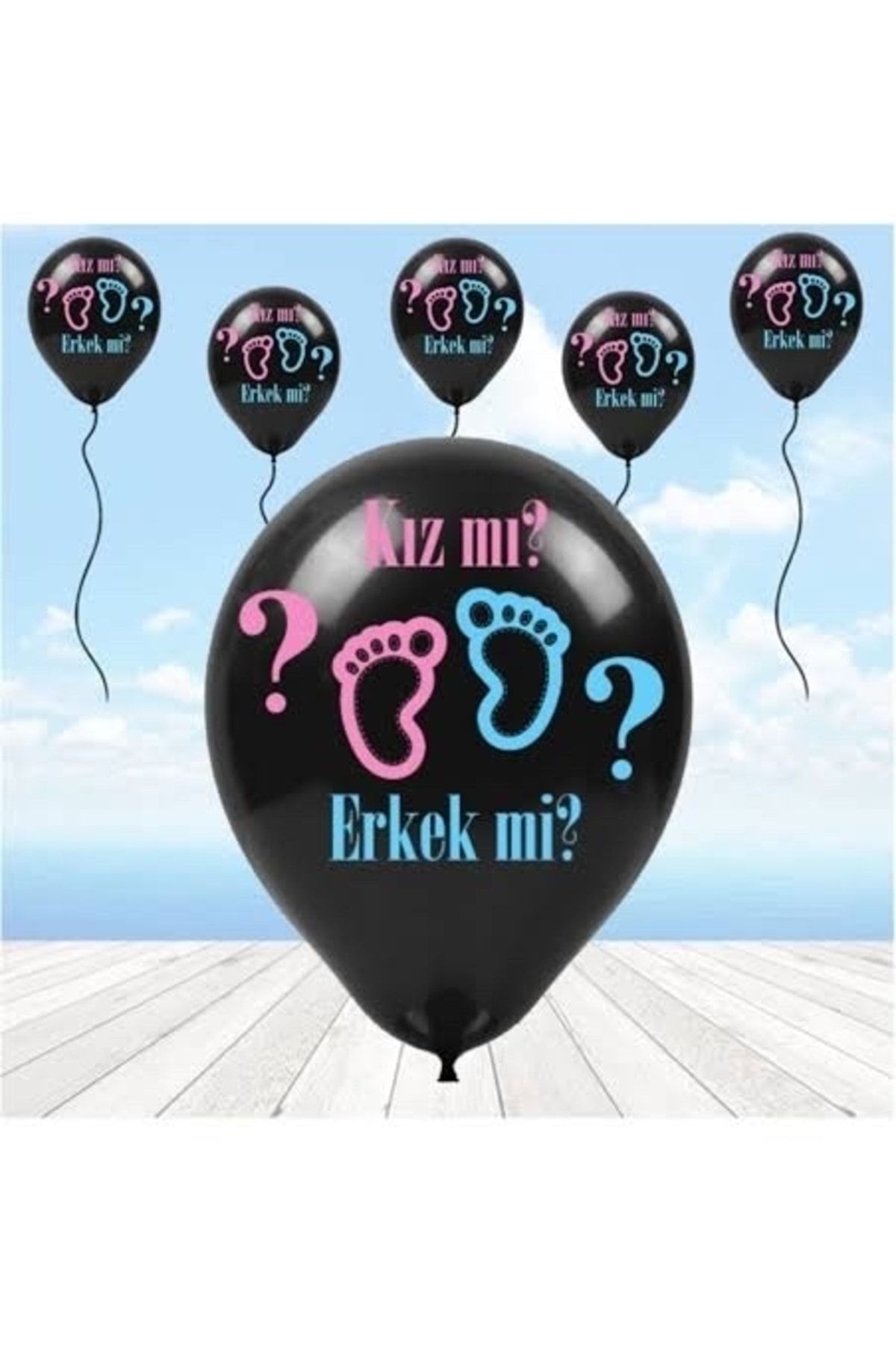 SÜS EVİ Cinsiyet Partisi Baskılı Balon Kızmı Erkekmi 5 Adet Balon Çubuğu Hediyeli