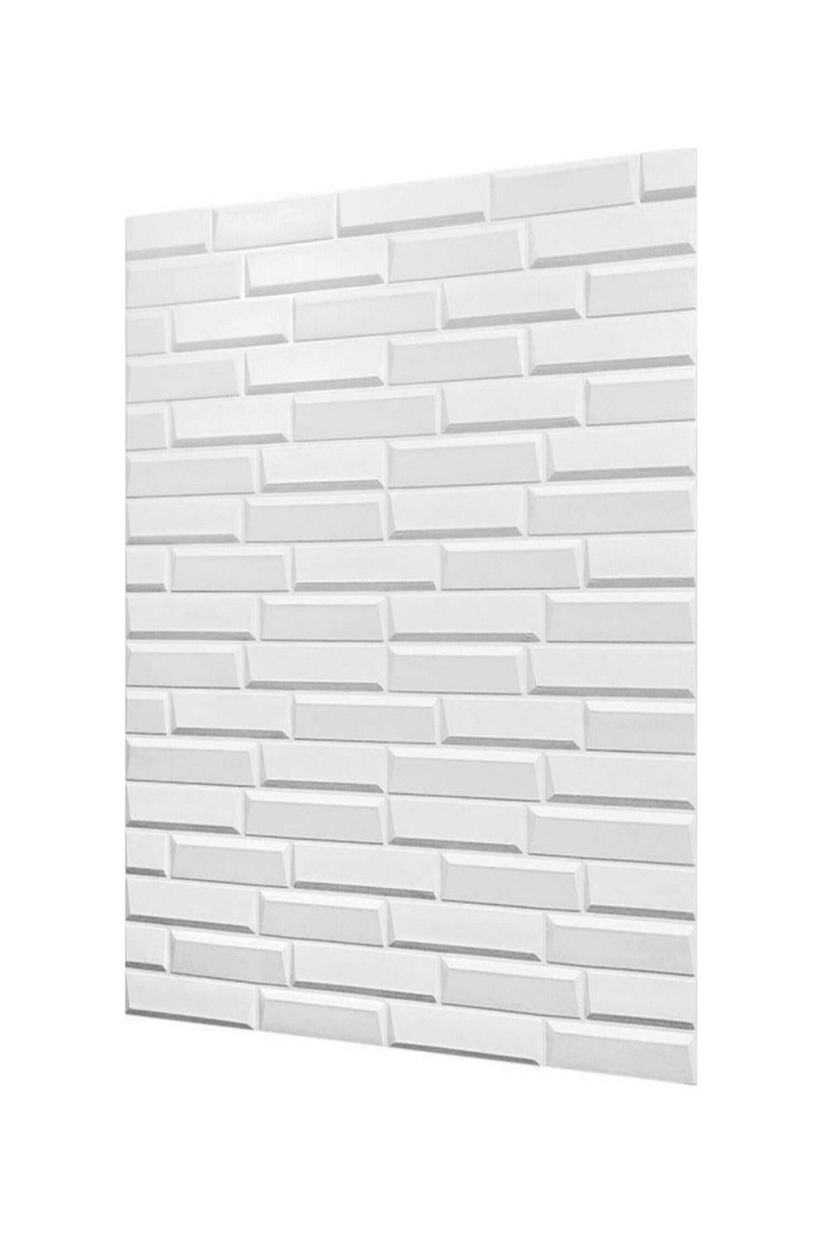 Bien Home 50x35 cm 0,17 M² Kendinden Yapışkanlı Duvar Kağıdı Esnek Köpük Paneli 3d Boyutlu Piramit Desen Beyaz