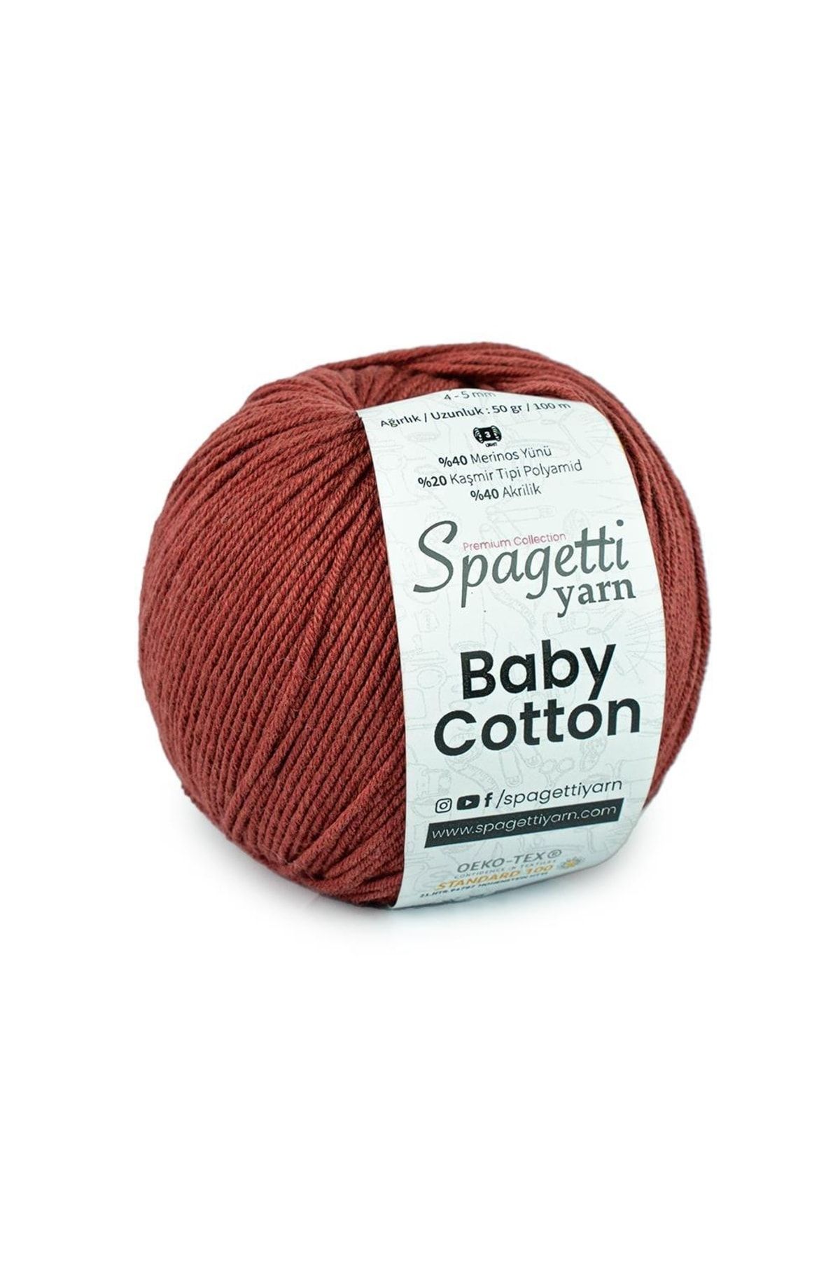 Spagettiyarn Baby Cotton Kiremit El Örgü Ipliği