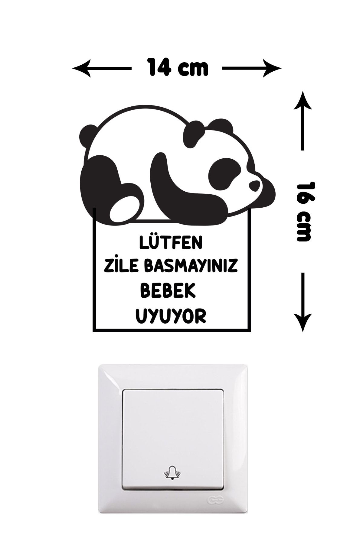 Sim Tasarım - Zile Basmayın Bebek Uyuyor - Panda Priz - Zil Üstü Sticker