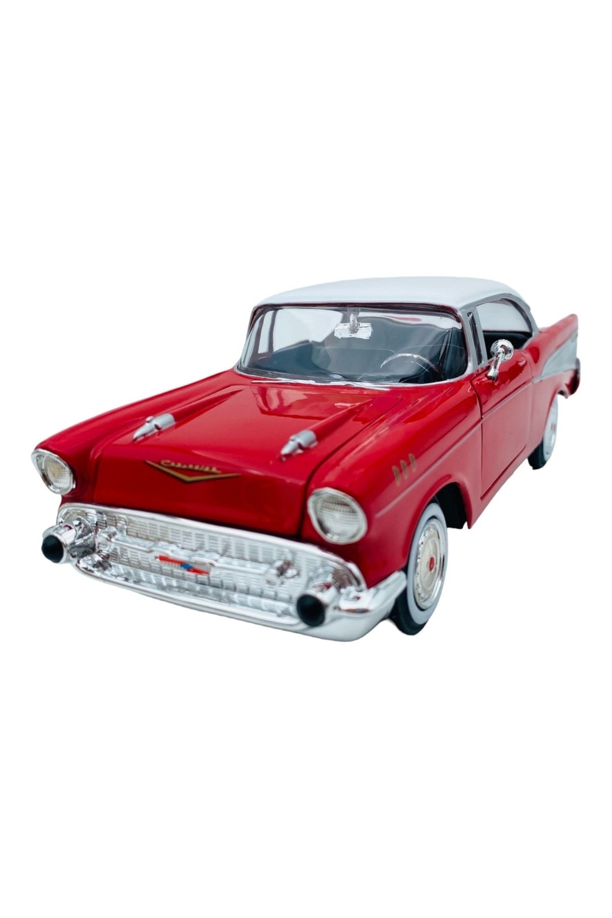 Popit Toys Chevrolet Belair 1957 Die-cast Chevrolet Lisanslı 1,24 Koleksiyonluk Klasik Model Araba Kırmızı