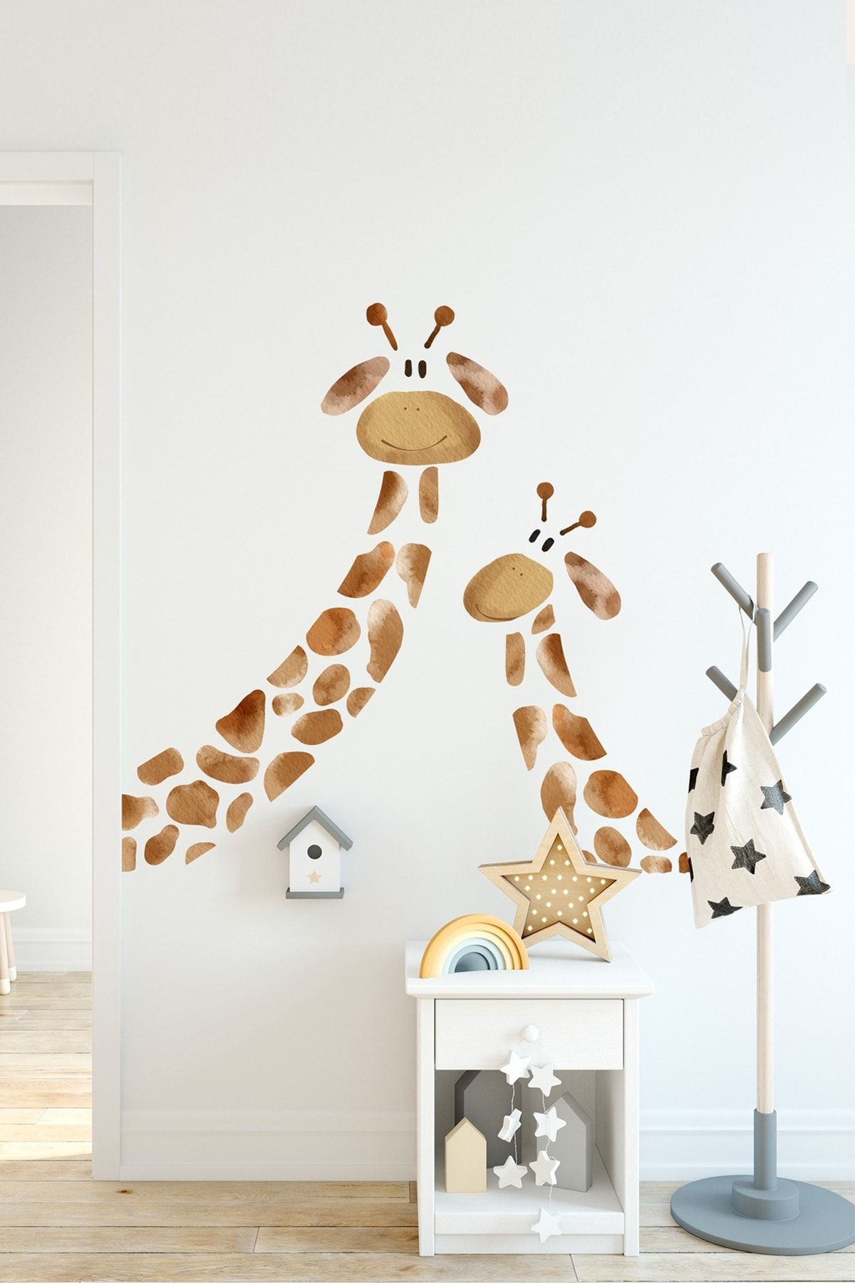 Sim Tasarım Anne Bebek Zürafa Çocuk Odası Duvar Sticker Seti - Sim706