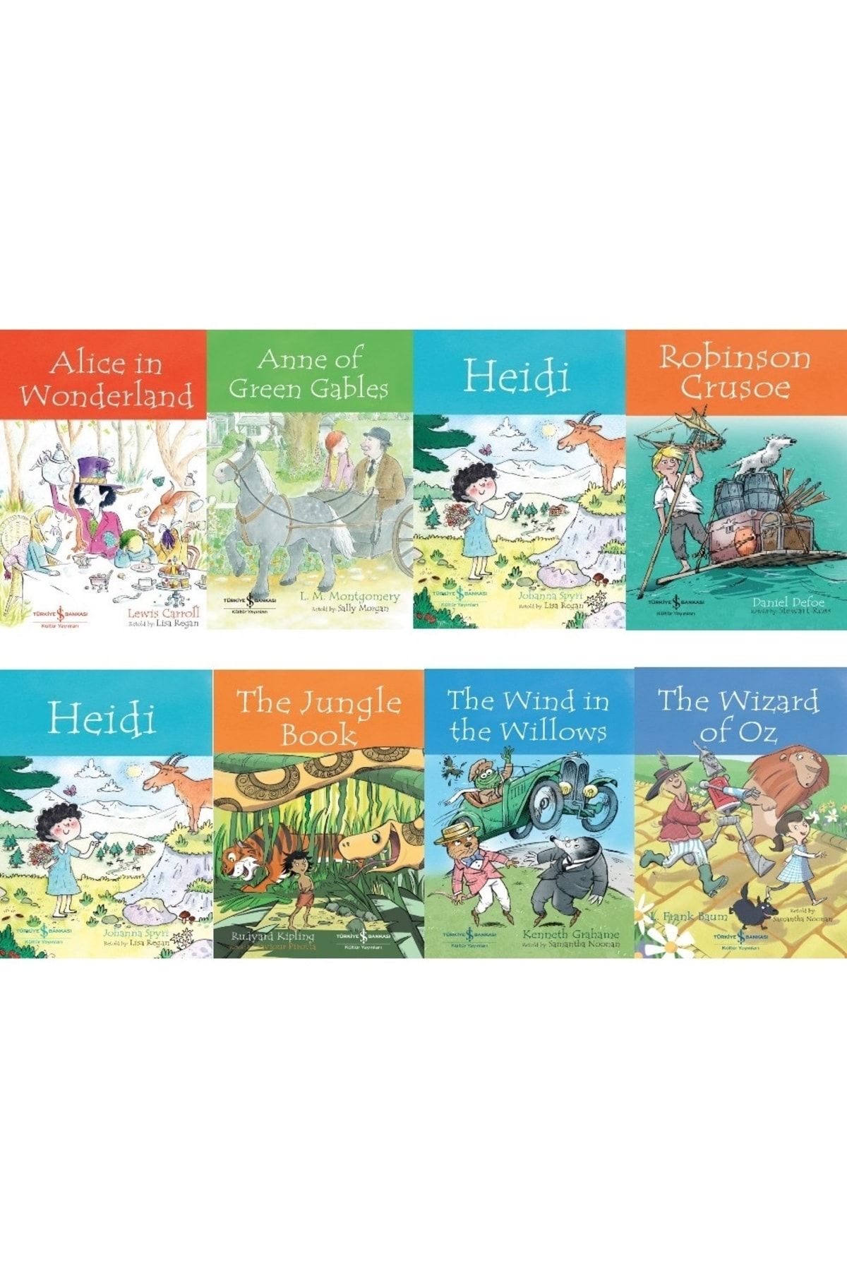Türkiye İş Bankası Kültür Yayınları Heidi - Peter Pan - Robinson Crusoe - Alice In Wonderland - The Jungle Book / 8 Kitap Set- Ingilizce