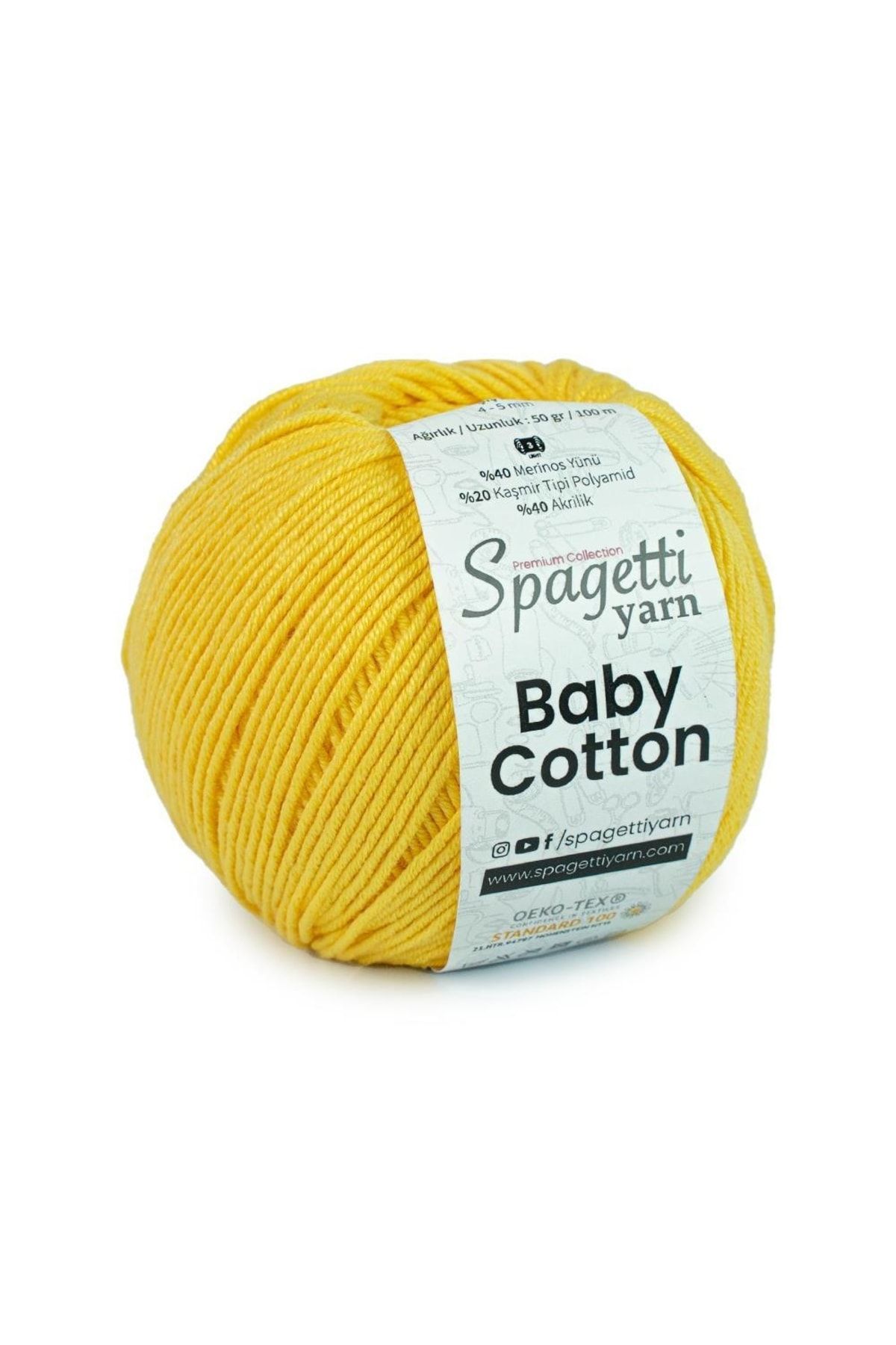 Spagettiyarn Baby Cotton Sarı El Örgü Ipliği