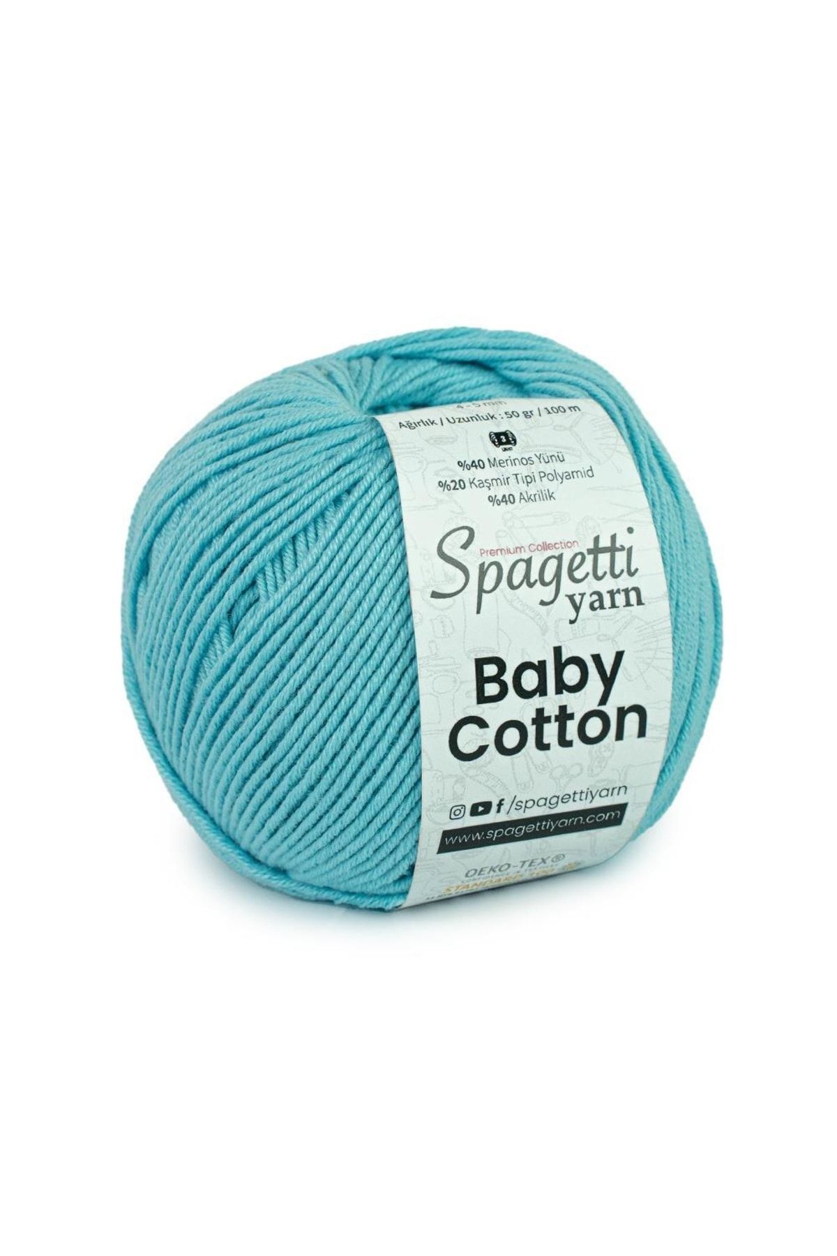 Spagettiyarn Baby Cotton Gök Mavi El Örgü Ipliği