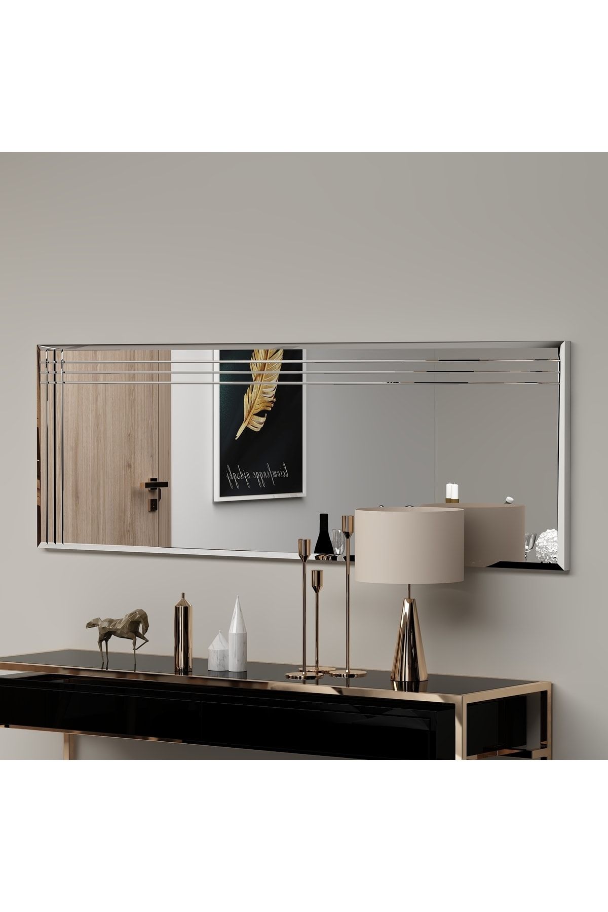 MONEayna Trio Dekoratif Desen Dresuar Salon Aynası
