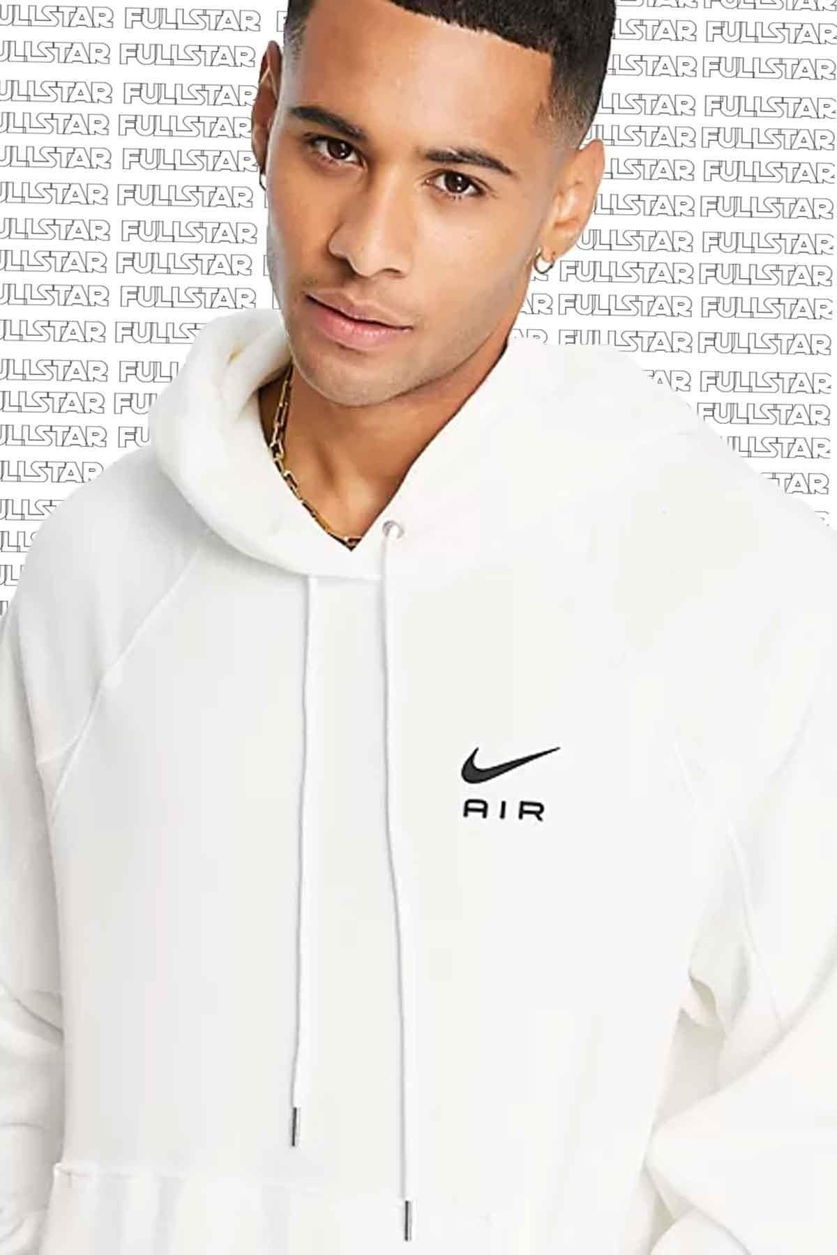 Nike Air French Terry Hoodie Kapüşonlu Unisex Sweatshirt Oversize Beyaz