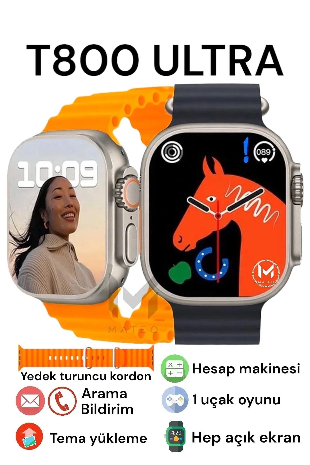 MT Watch 8 Ultra T800 49mm Kasa Çift Kordon Konuşma Özellikli Ios Ve Andrıod Uyumlu