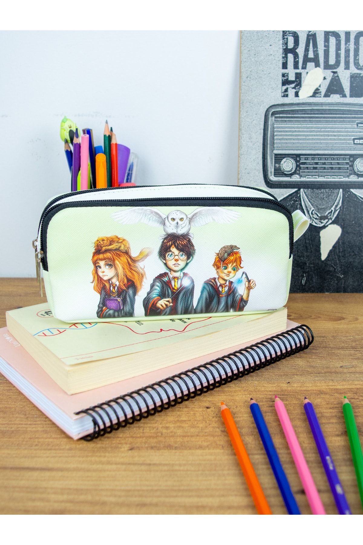 OneSize Kalem Kutusu Anime-manga Harry Potter Temalı Iki Bölmeli Vegan Deri (ÇİFT GÖZLÜ KALEMLİK)