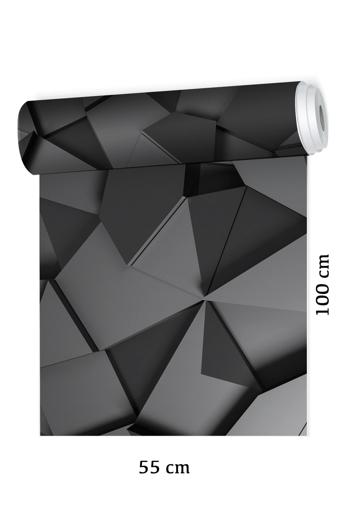 Sim Tasarım Siyah 3 Boyut Görünümlü Modern Desen Zemin Kaplama Folyo Sticker - Model5