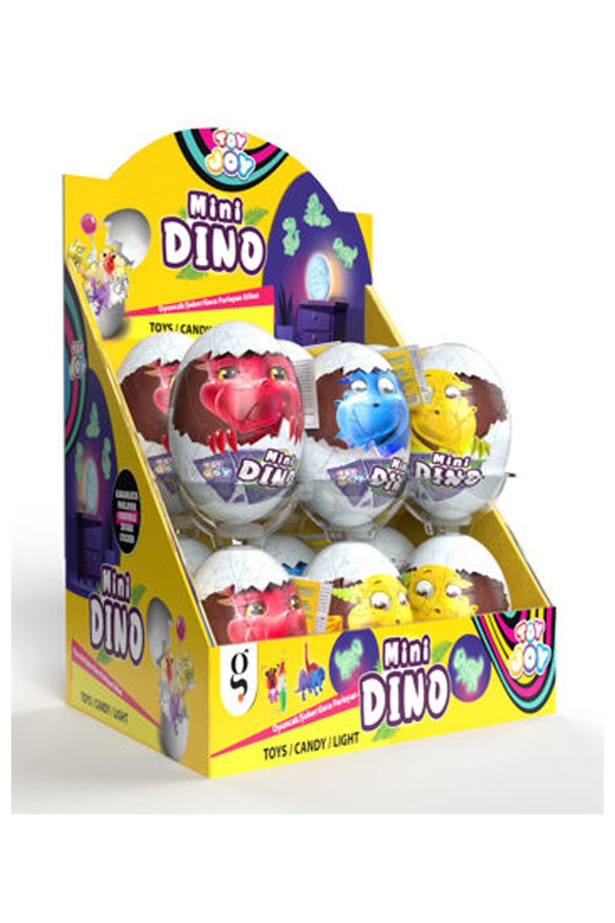 GLOBAL GIDA Toy Joy Mini Dino Beyaz Çatlak Yumurta Draje Şeker 7gr 12