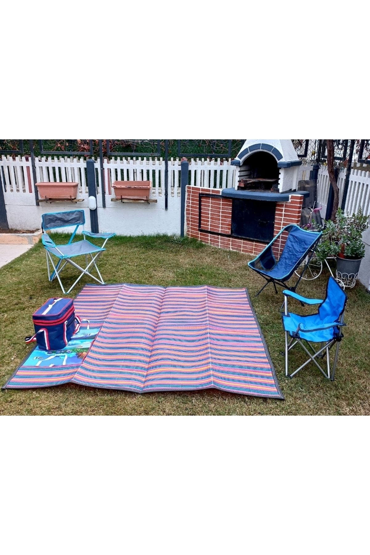 Adacollection Katlanır Çantalı Piknik Hasırı -plaj Hasırı -200*150 Ebatlarında Kilim