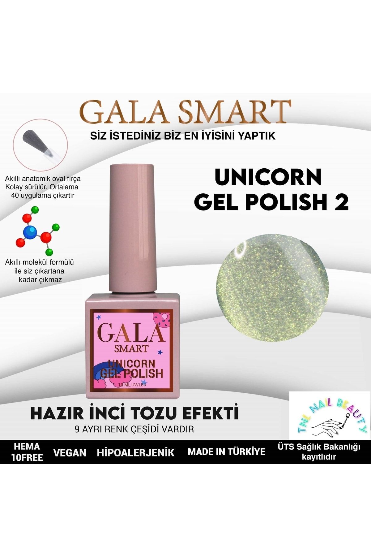 gala smart Unicorn Hazır Inci Tozu Efekti Kalıcı Oje 10 Ml