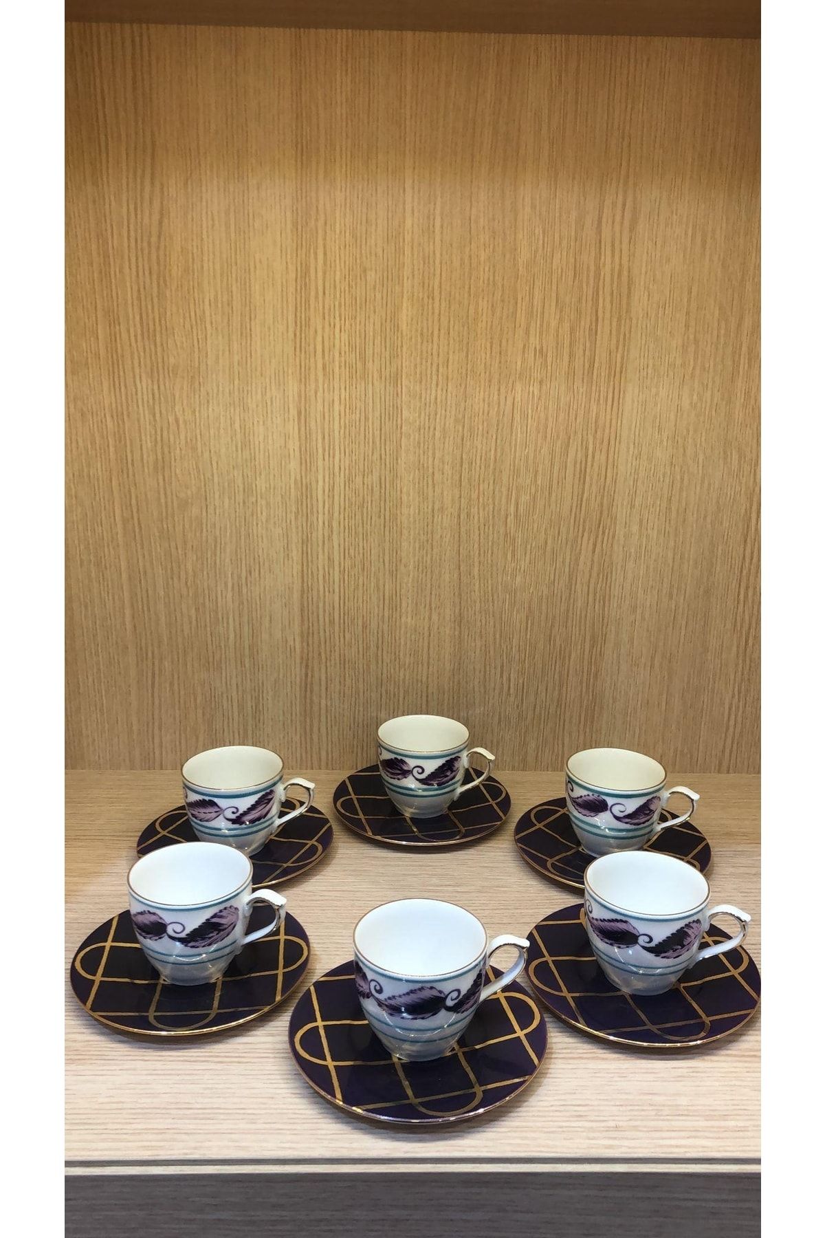Güral Porselen Presıdent Çay Fincan Takımı El Dekoru 6 Kişilik