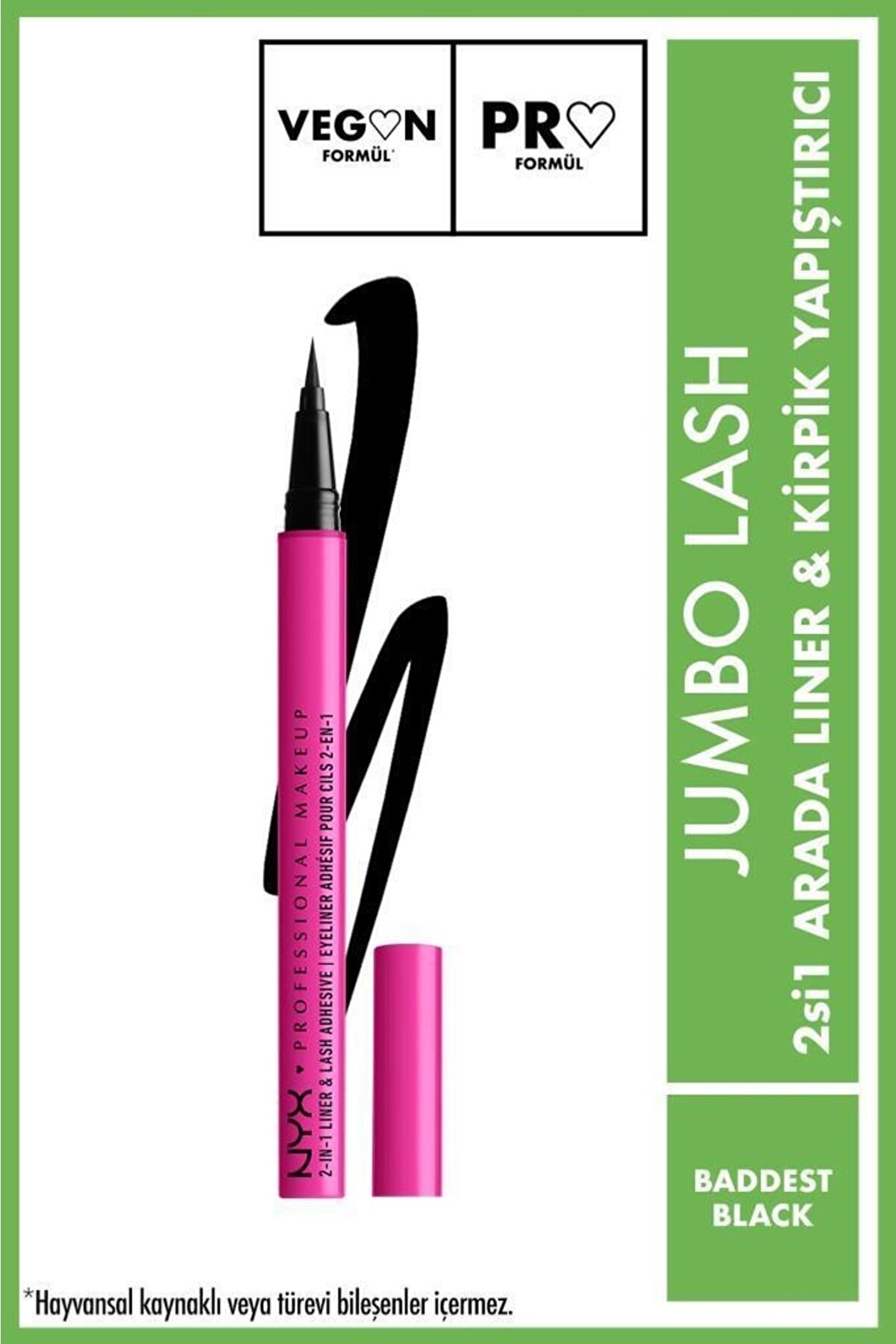 NYX Professional Makeup Jumbo Lash 2si 1 Arada Liner Ve Kirpik Yapıştırıcı - Baddest Black