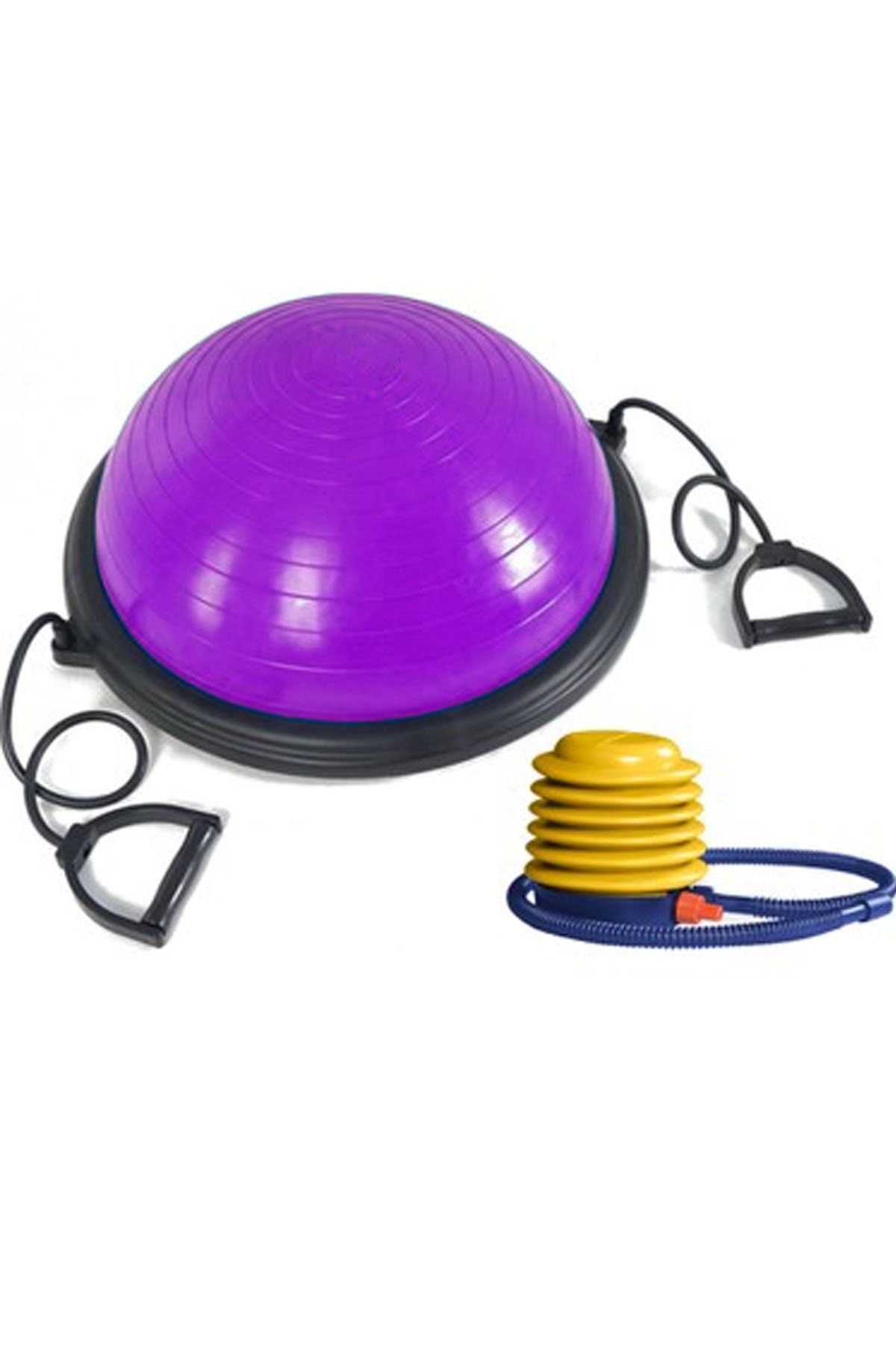 Jet Bosu Topu Çekme Direnç Lastikli Bosu Ball Denge Egzeriz Ve Pilates Topu + Pompa Bosuball Mor