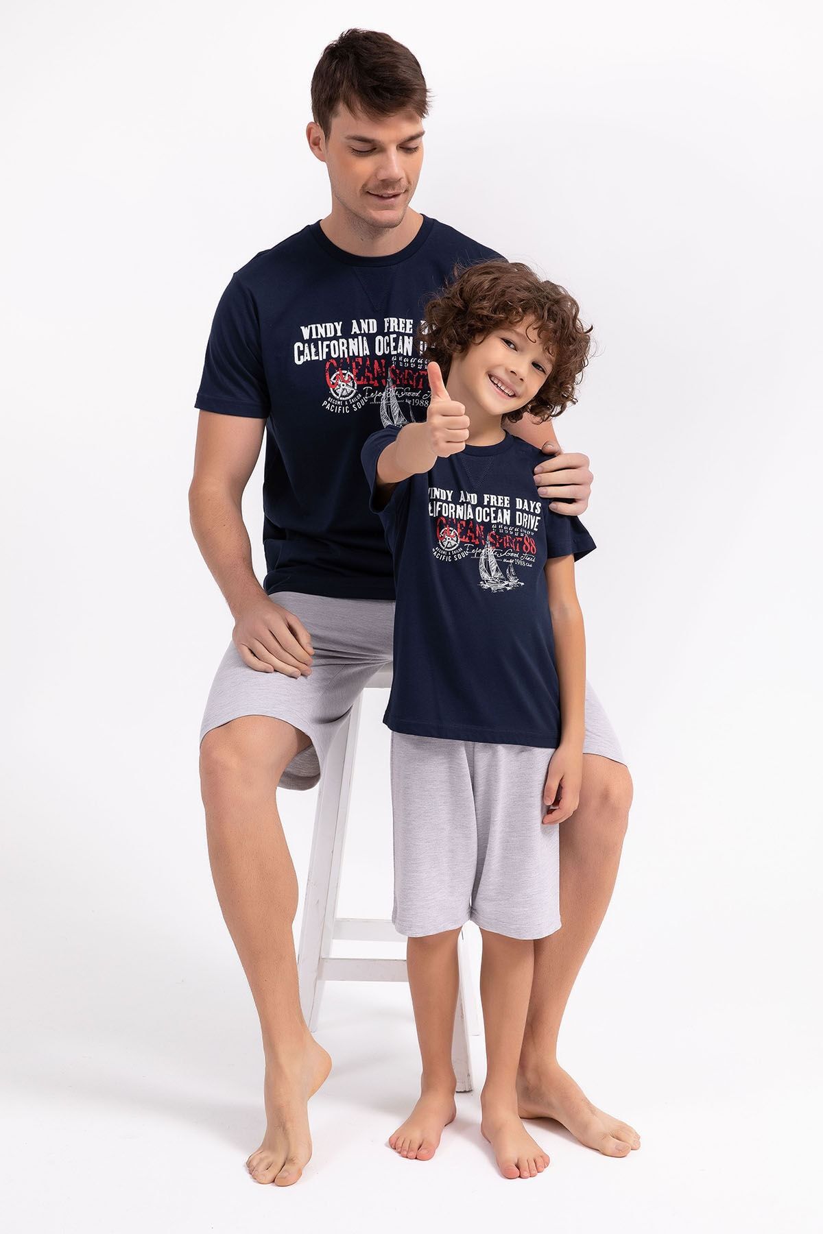BSM Baba Oğul Kombin Lacivert Pijama Takım 2023 (baba Ve Oğul Fiyatları Farklıdır)