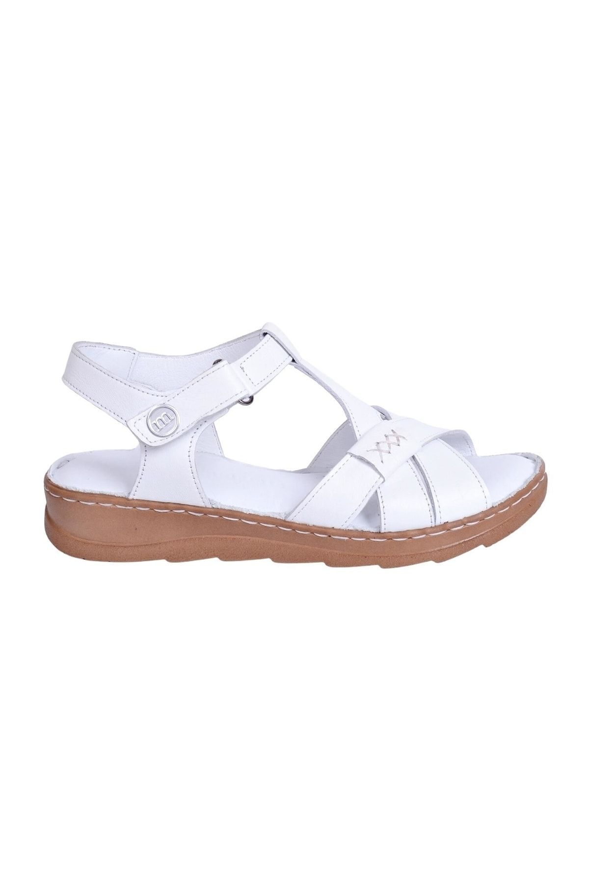 Mammamia D23ys-1380 Beyaz Deri Günlük Comfort Sandalet