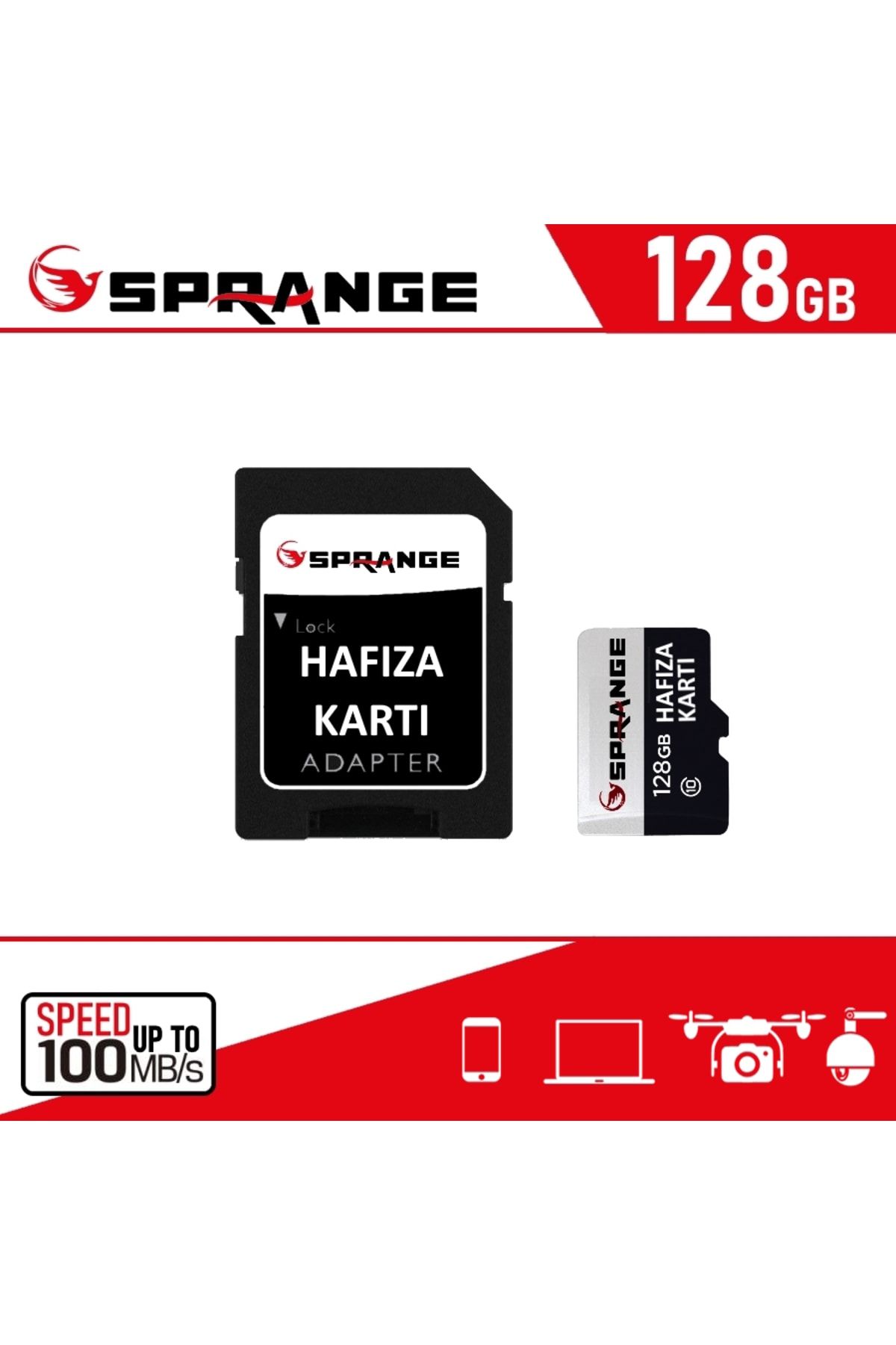 SPRANGE 128gb Hafıza Kartı 100mb/s Class 10 4k Video Kayıt