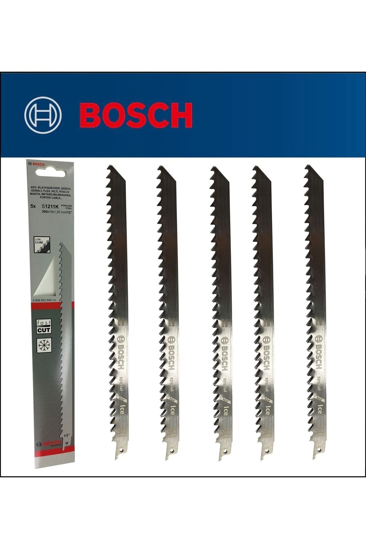 Bosch - Tilki Kuyruğu Bıçağı S 1211 K - Buz Ve Kemik Kesme 2608652900 5'li Paket