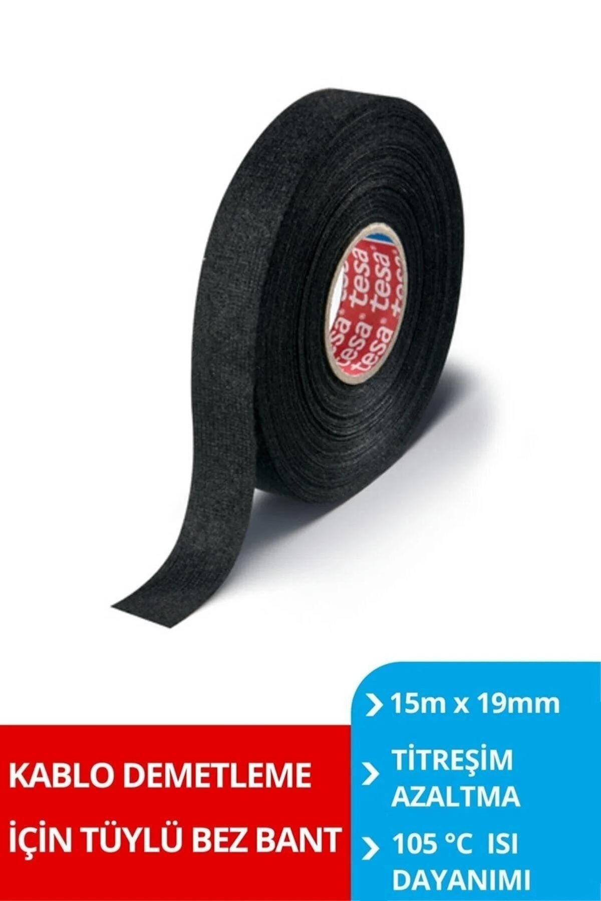 Tesa 51608 Polyester Tüylü Bez Bant Siyah 15m X 19mm
