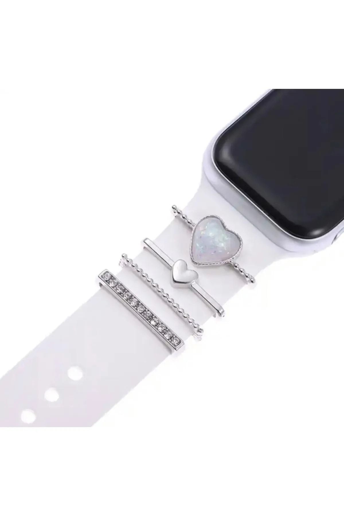 Tagomoon Apple Watch Serisi Uyumlu Kordon Süsü - Inci Kalp Charm
