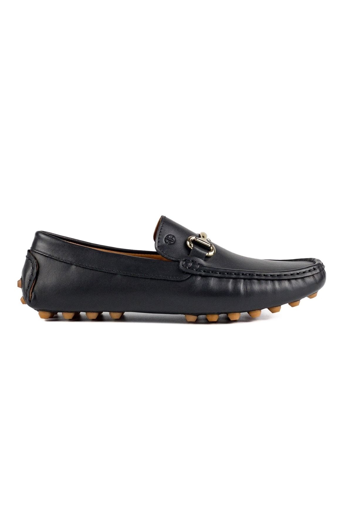 TEZCAN KUNDURA Gordion Hakiki Deri Krampon Taban Siyah Loafer Erkek Günlük Ayakkabı