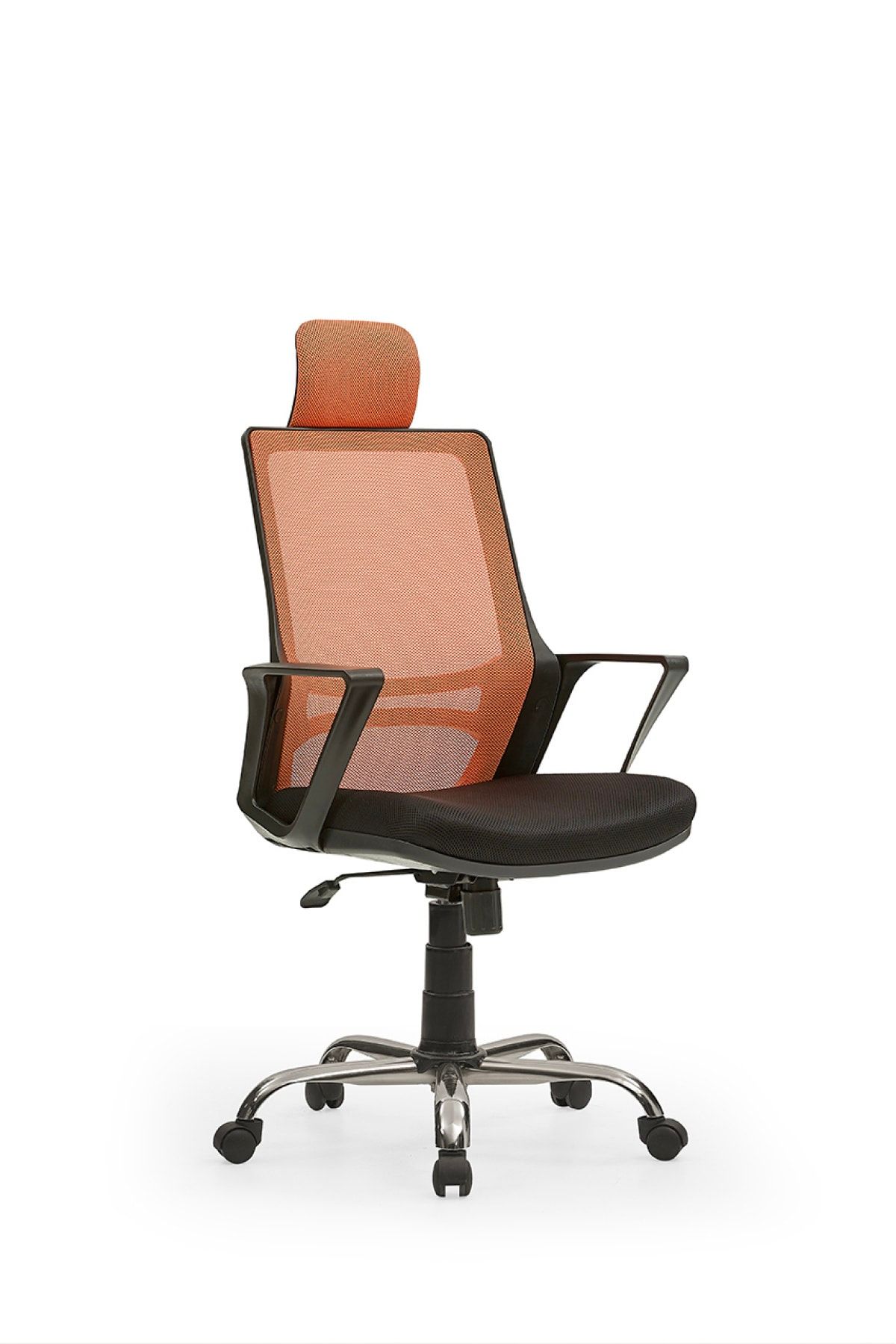 MEHMET YAREN BURO Arya2 Bilgisayar Koltuğu - Ofis - Müdür - Büro - Çalışma Sandalyesi Turuncu Siyah Renk Krom Ayaklı