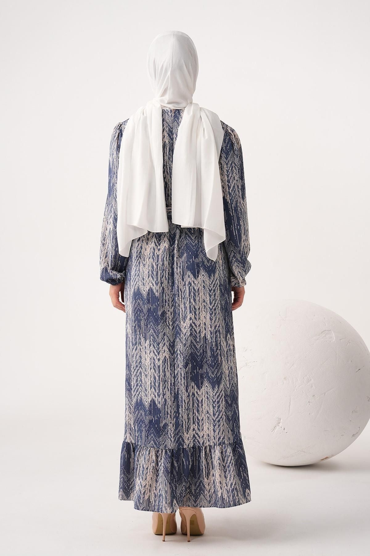 Sitare Kolu Lastikli Fırfırlı Elbise 2047