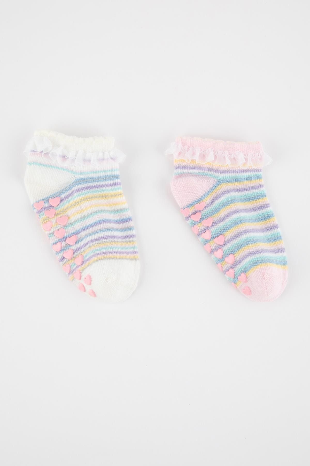 Defacto Kız Bebek Kaydırmaz Taban 2li Pamuklu Patik Çorap A1482a5ns