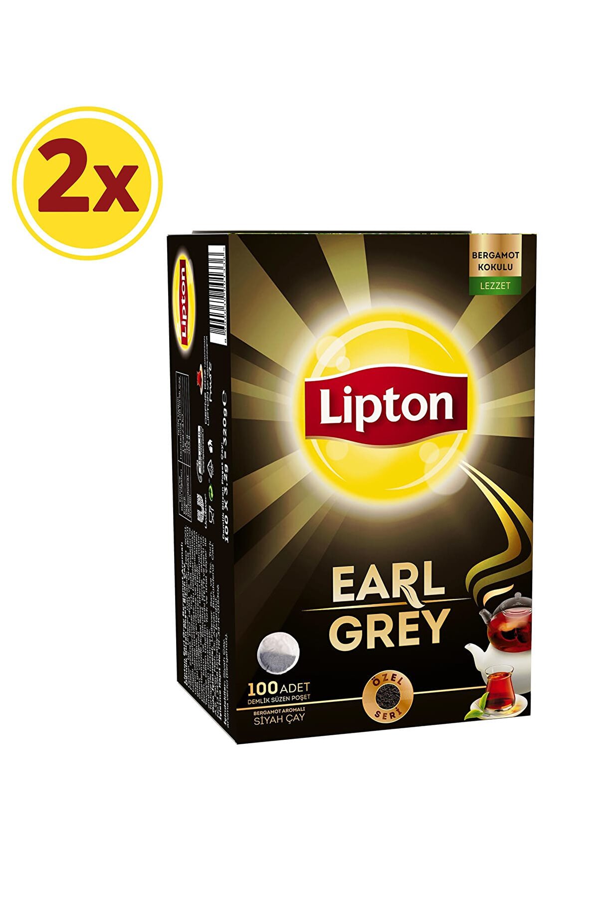 Lipton Earl Grey Demlik Poşet Cay 100'lü x 2 Adet