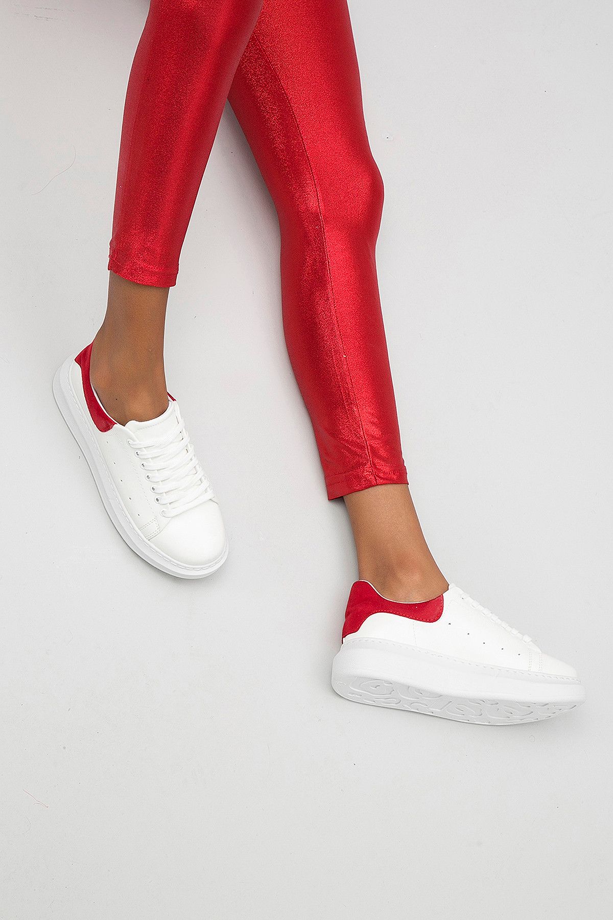 Y-London Beyaz Kırmızı Kadın Spor Ayakkabı 569-8-101