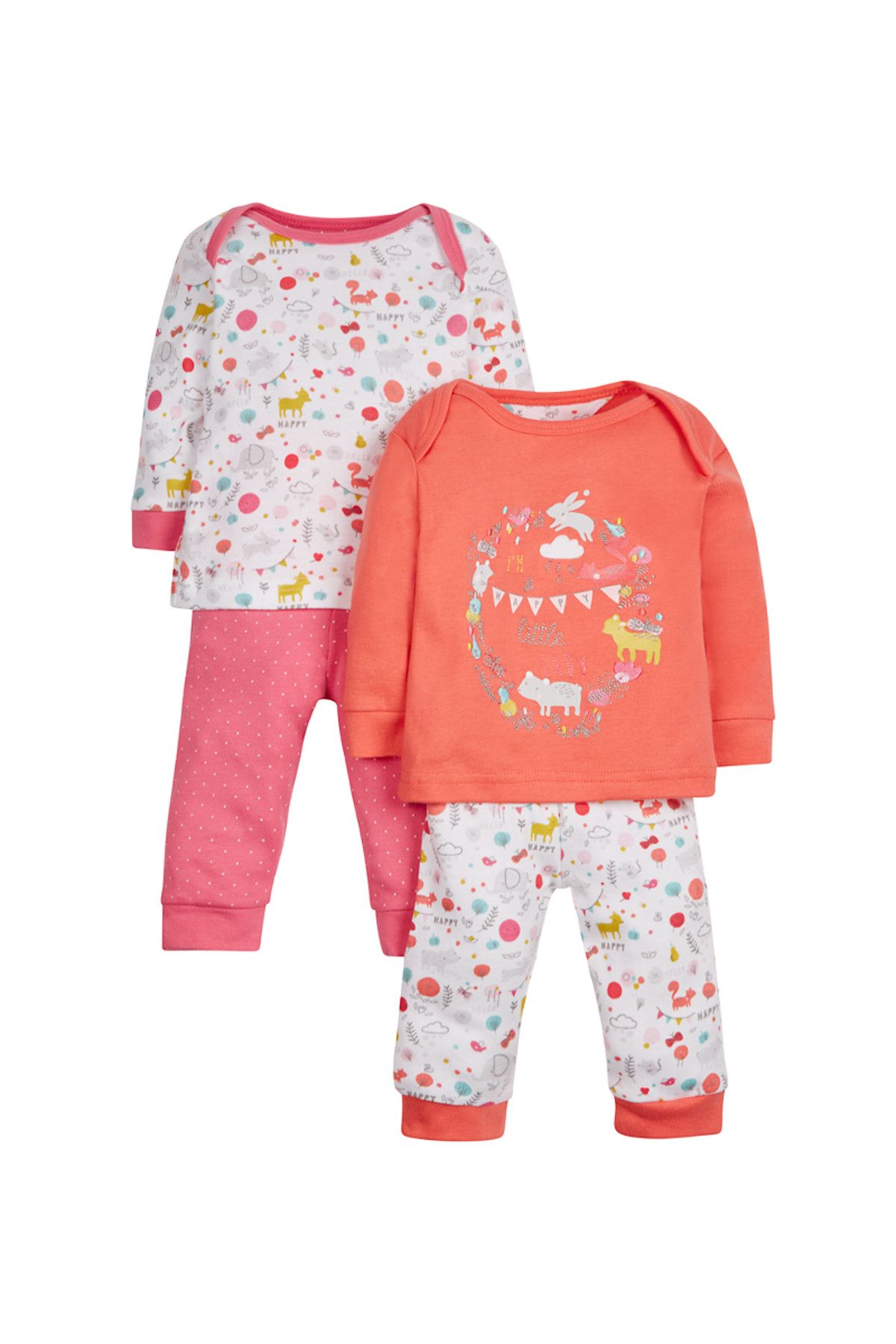 Mothercare Çok Renkli Kız Bebek 2'li Pijama Jc202