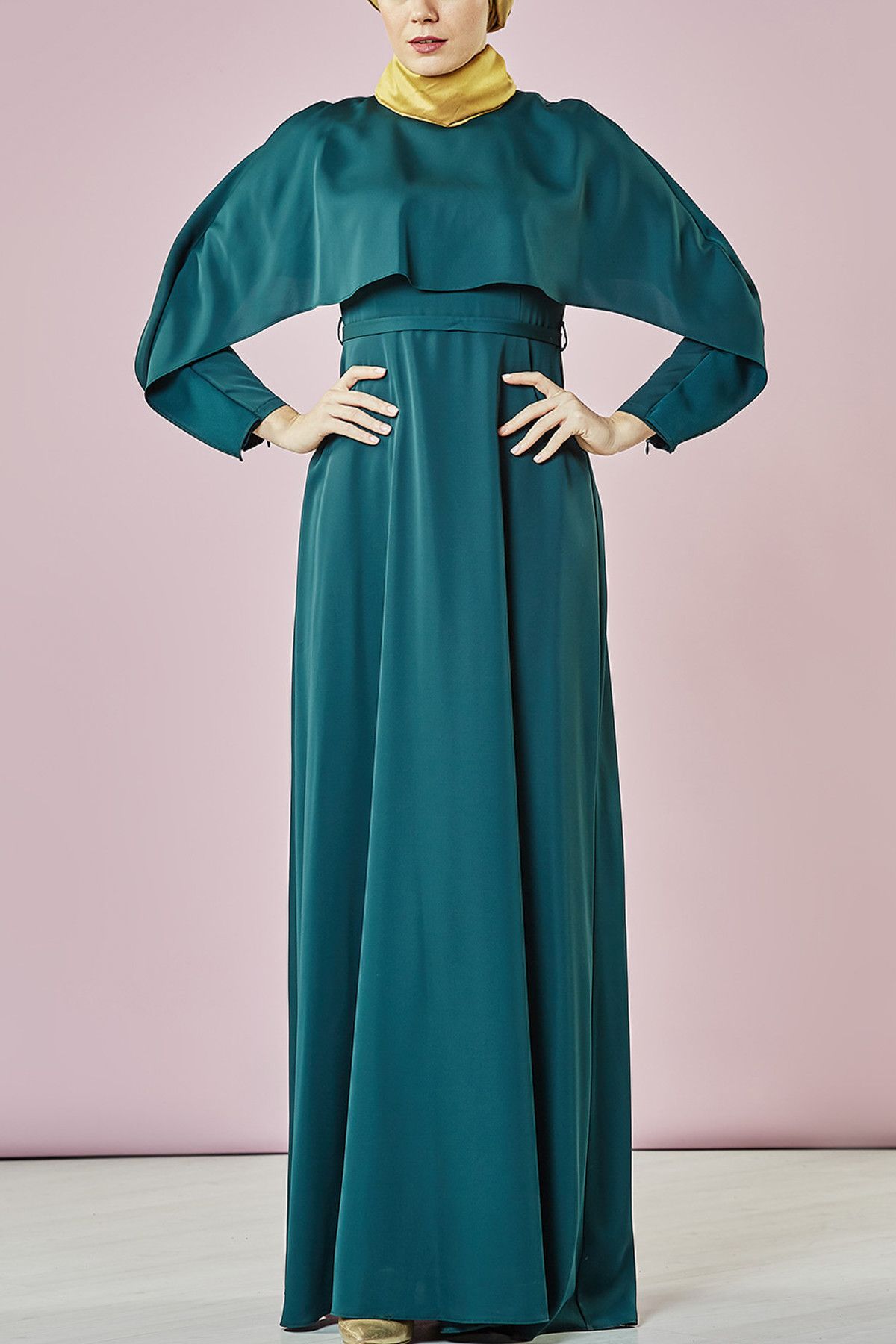 Armine Kadın Nefti Pelerin Detaylı Elbise 7K9405-92
