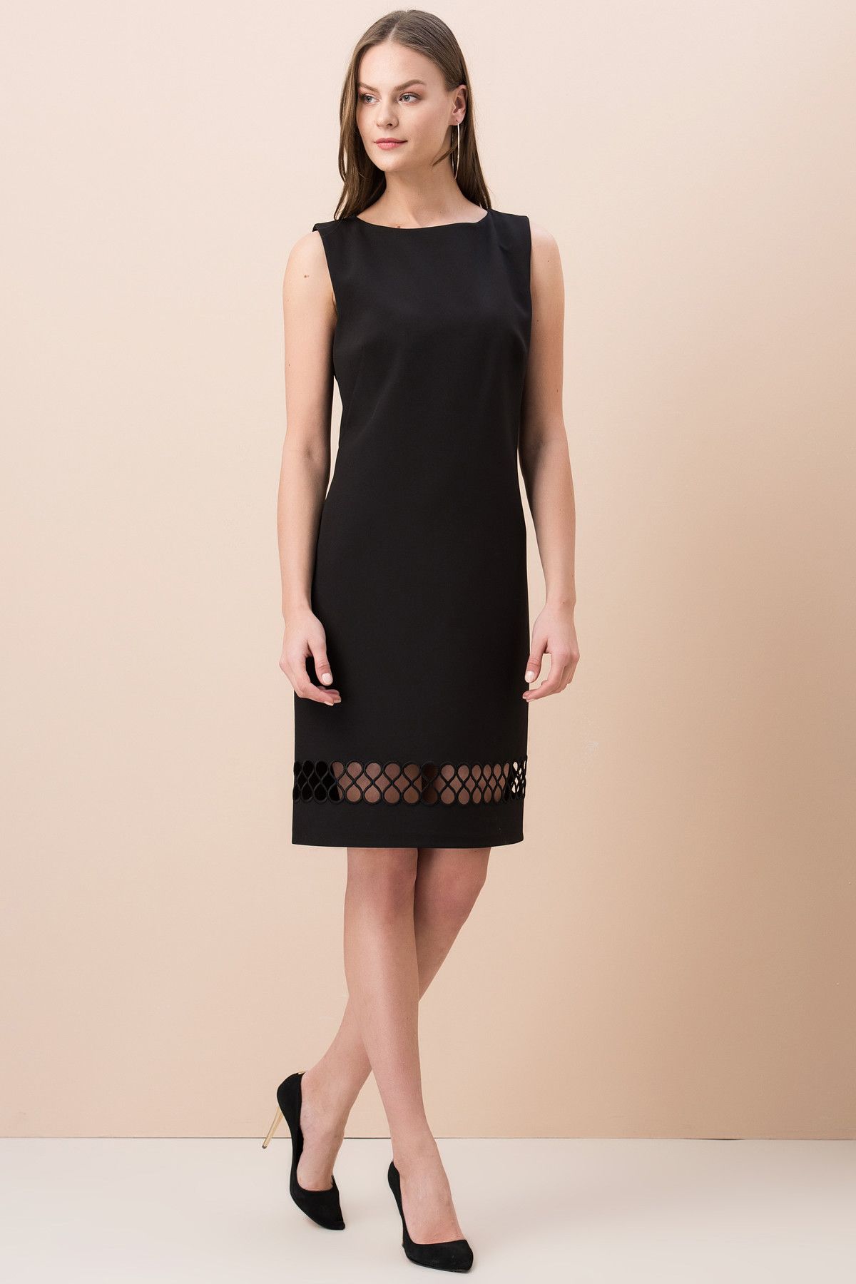 Y-London Kadın Siyah Oversize Etek İşlemeli Elbise EX-51978