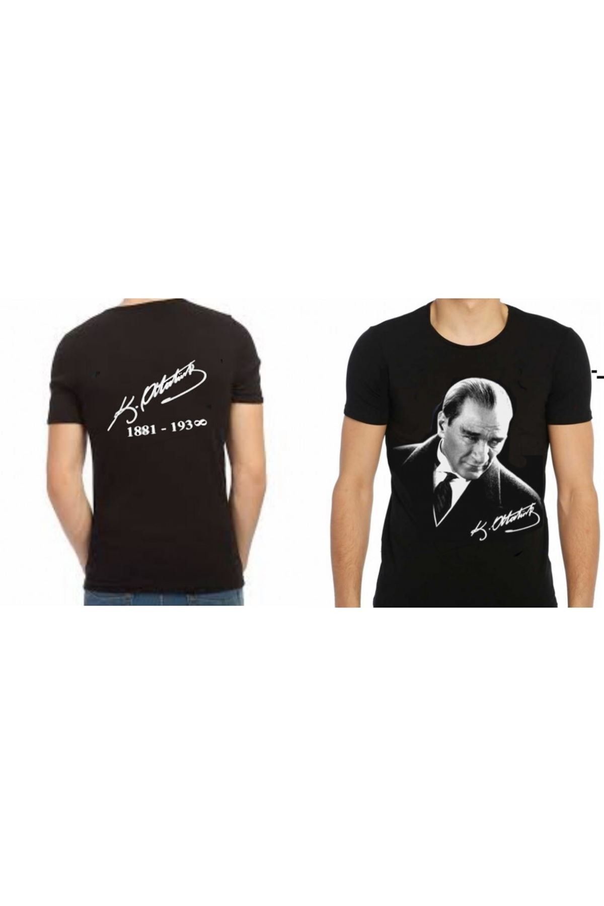 salarticaret Unisex Siyah Atatürk Sırt Imzalı Tişört