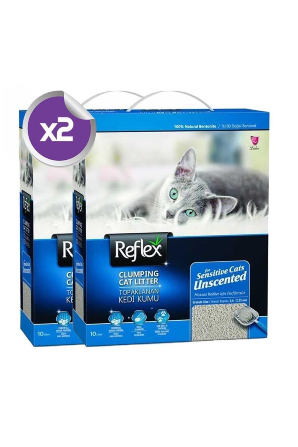 Reflex Hassas Kediler Için Kokusuz Süper Hızlı Topaklanan Kedi Kumu 10 Lt X2