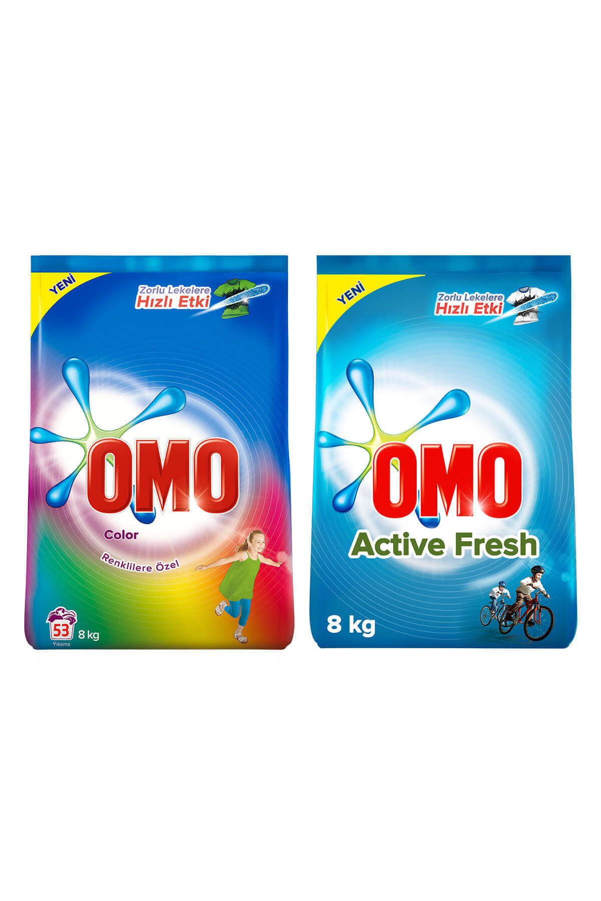 Omo Toz Çamaşır Deterjanı Active Fresh 8 kg + Color 8 kg