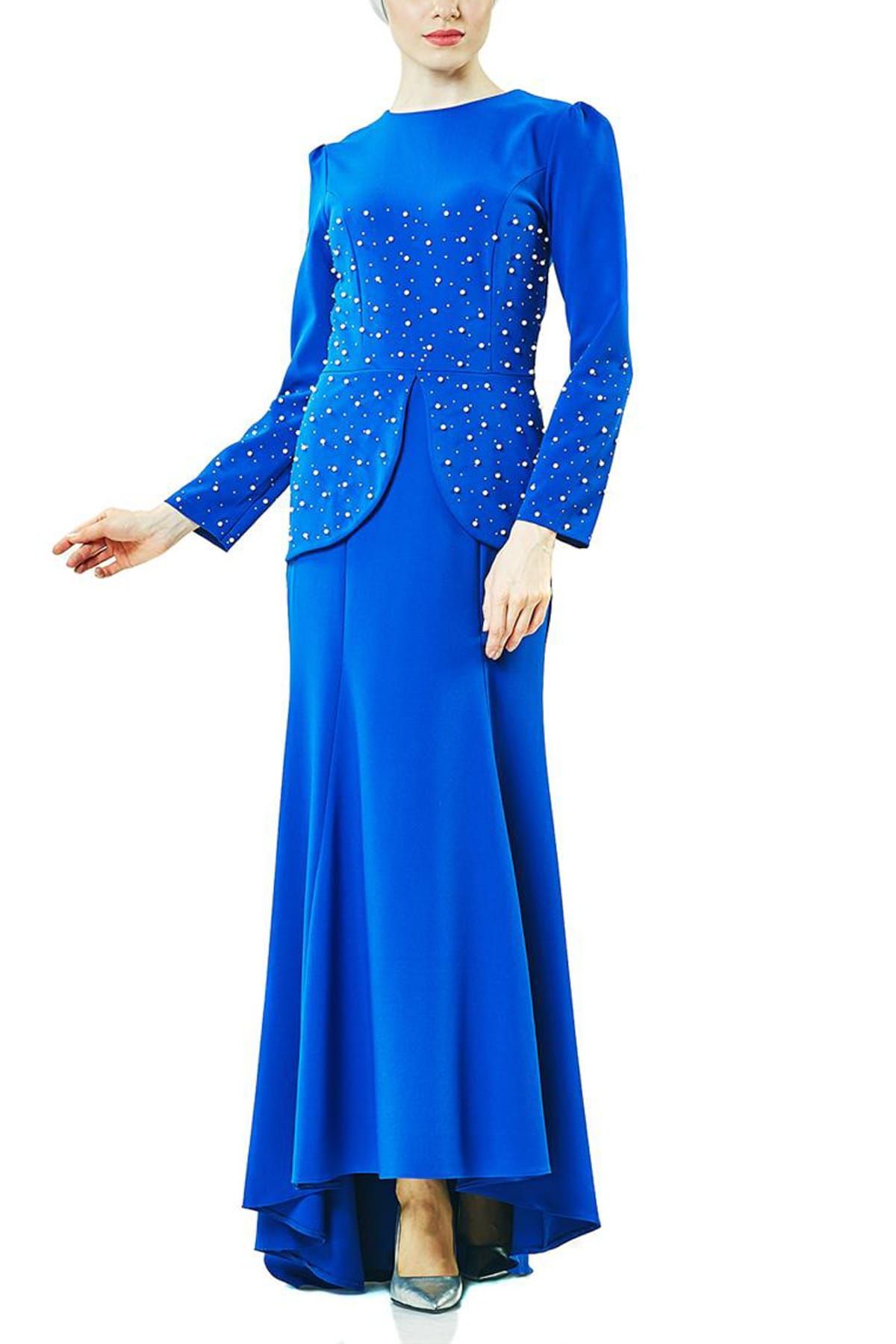 LADYNUR Kadın Abiye Elbise Saks 3009-47