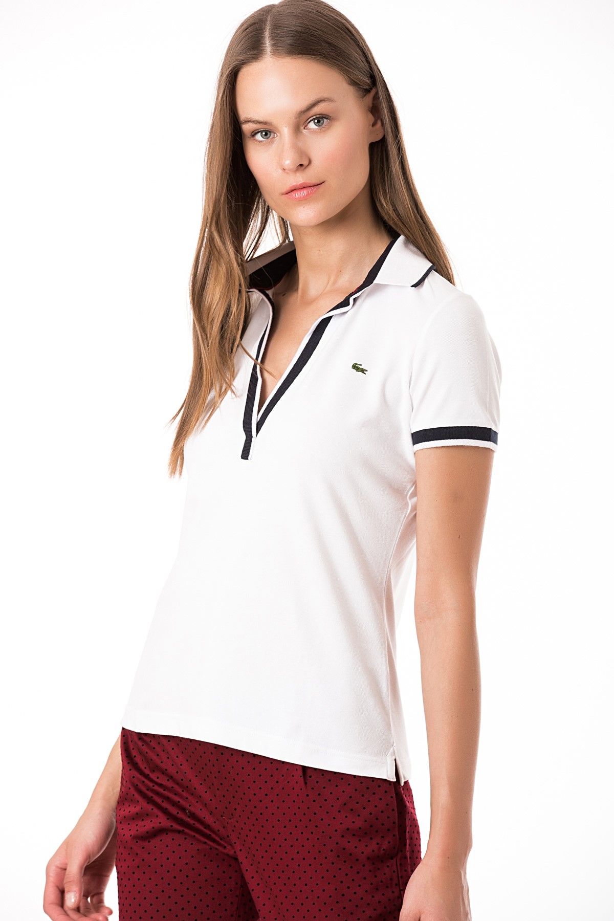 Lacoste Kadın Beyaz Polo Yaka T-shirt PF0202