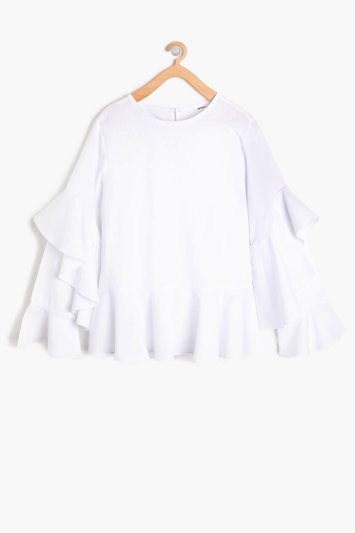 Koton Beyaz Kız Çocuk Fırfır Detaylı Bluz
